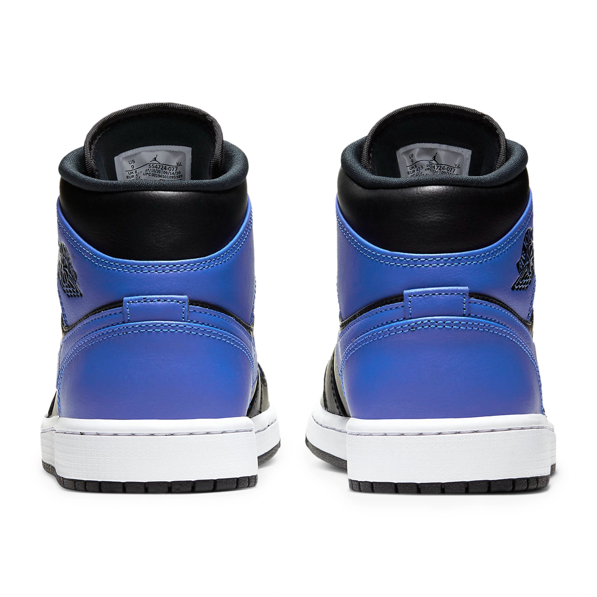 Heel View of Air Jordan 1 Mid Hyper Royal 554724-077