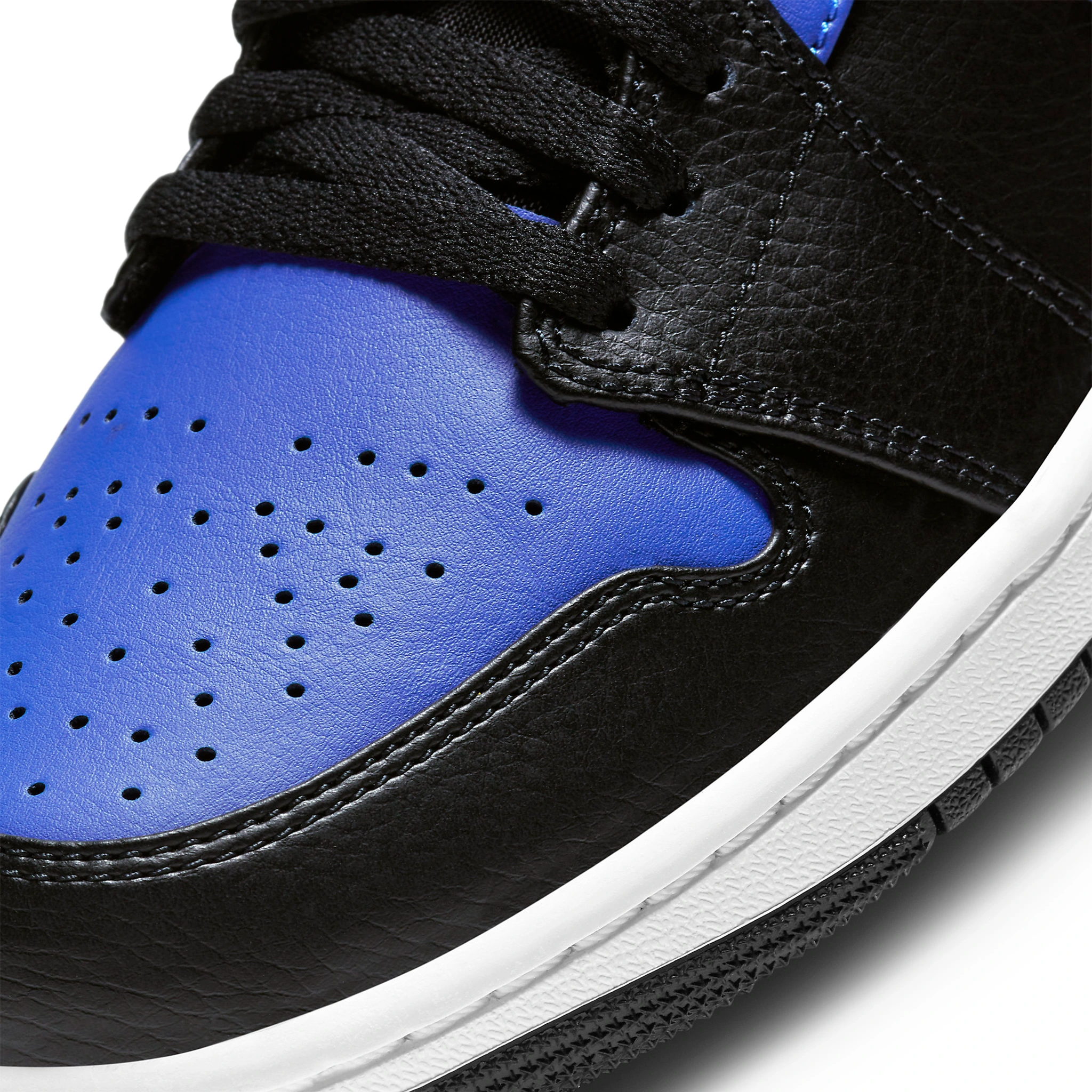 Toe Box View of Air Jordan 1 Mid Hyper Royal 554724-077