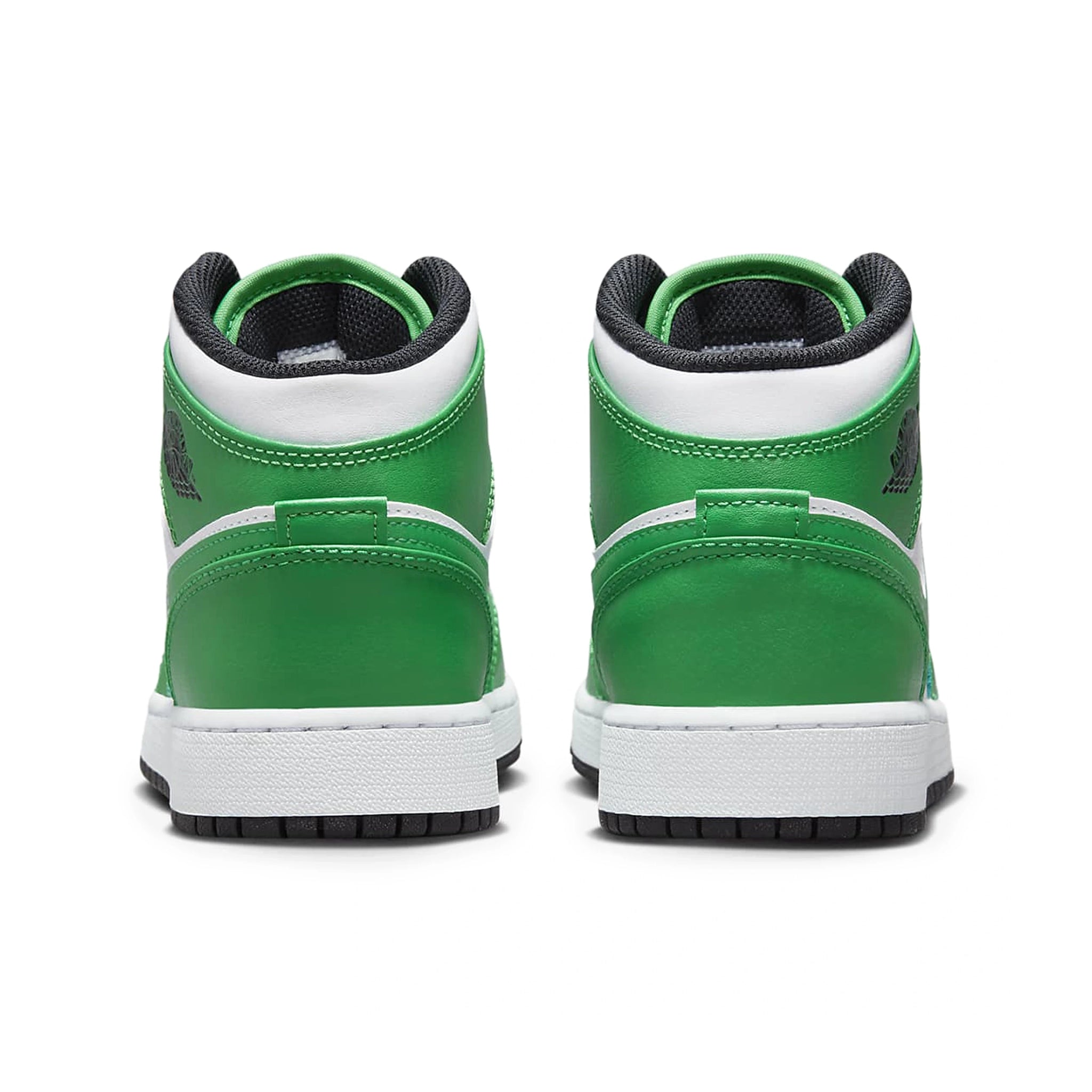 Back view of Air Jordan 1 Mid Lucky Green (GS) DQ8423-301