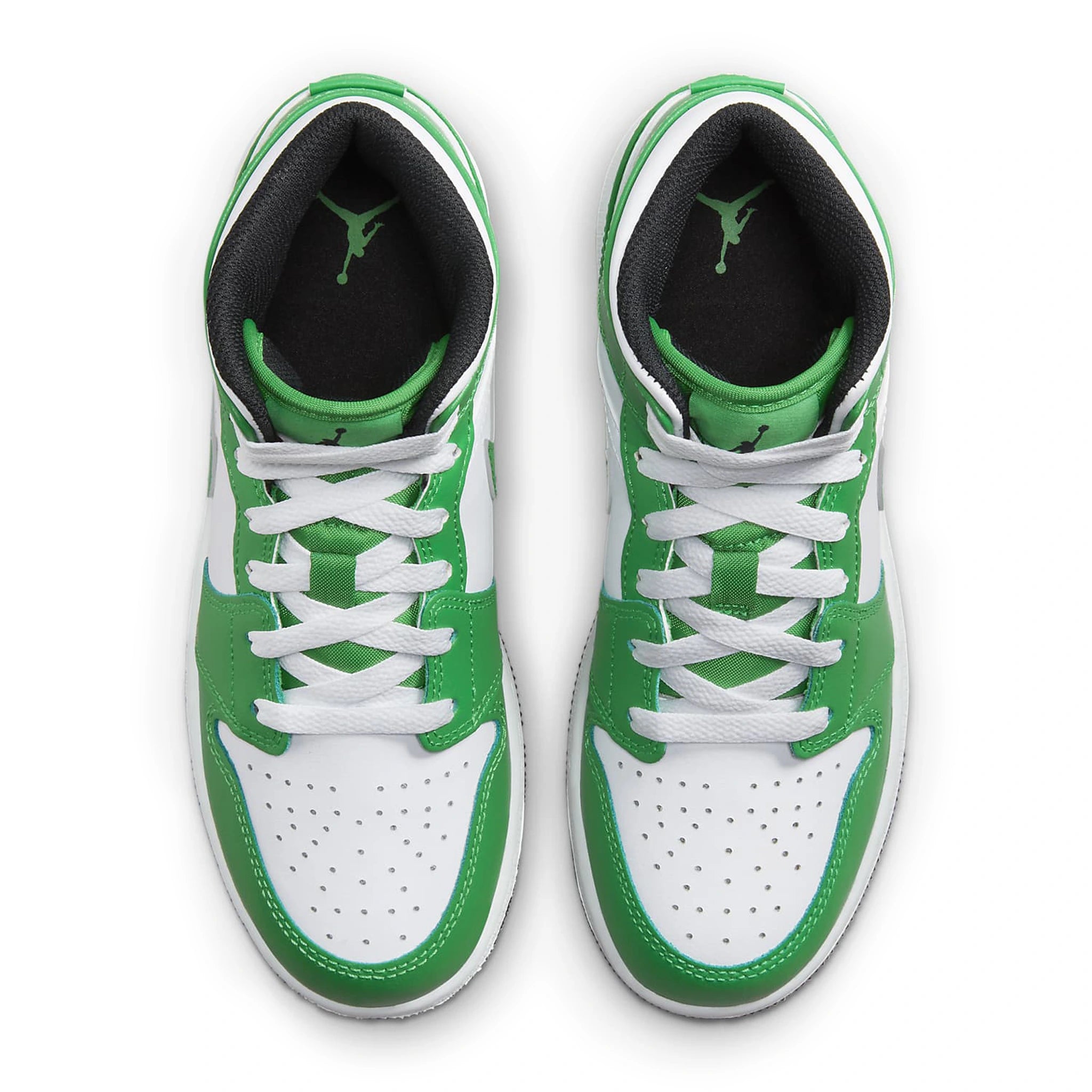 Top view of Air Jordan 1 Mid Lucky Green (GS) DQ8423-301