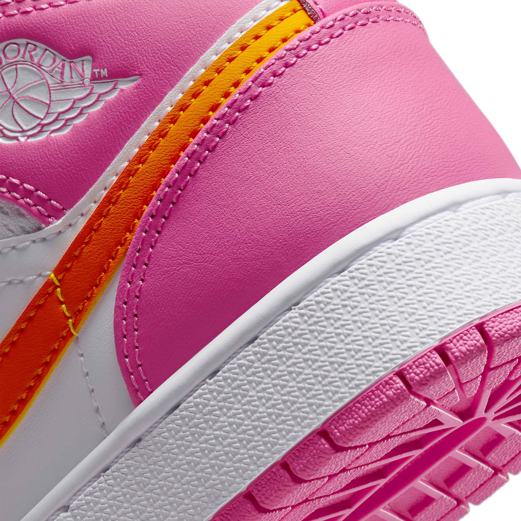 Logo view Air Jordan 1 Mid Pinksickle Safety Orange (GS) DX3240-681