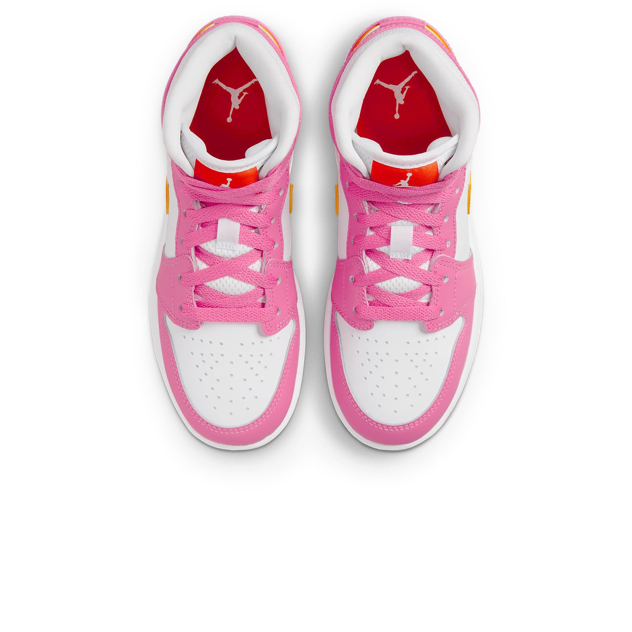 Top down view Air Jordan 1 Mid Pinksickle Safety Orange (GS) DX3240-681