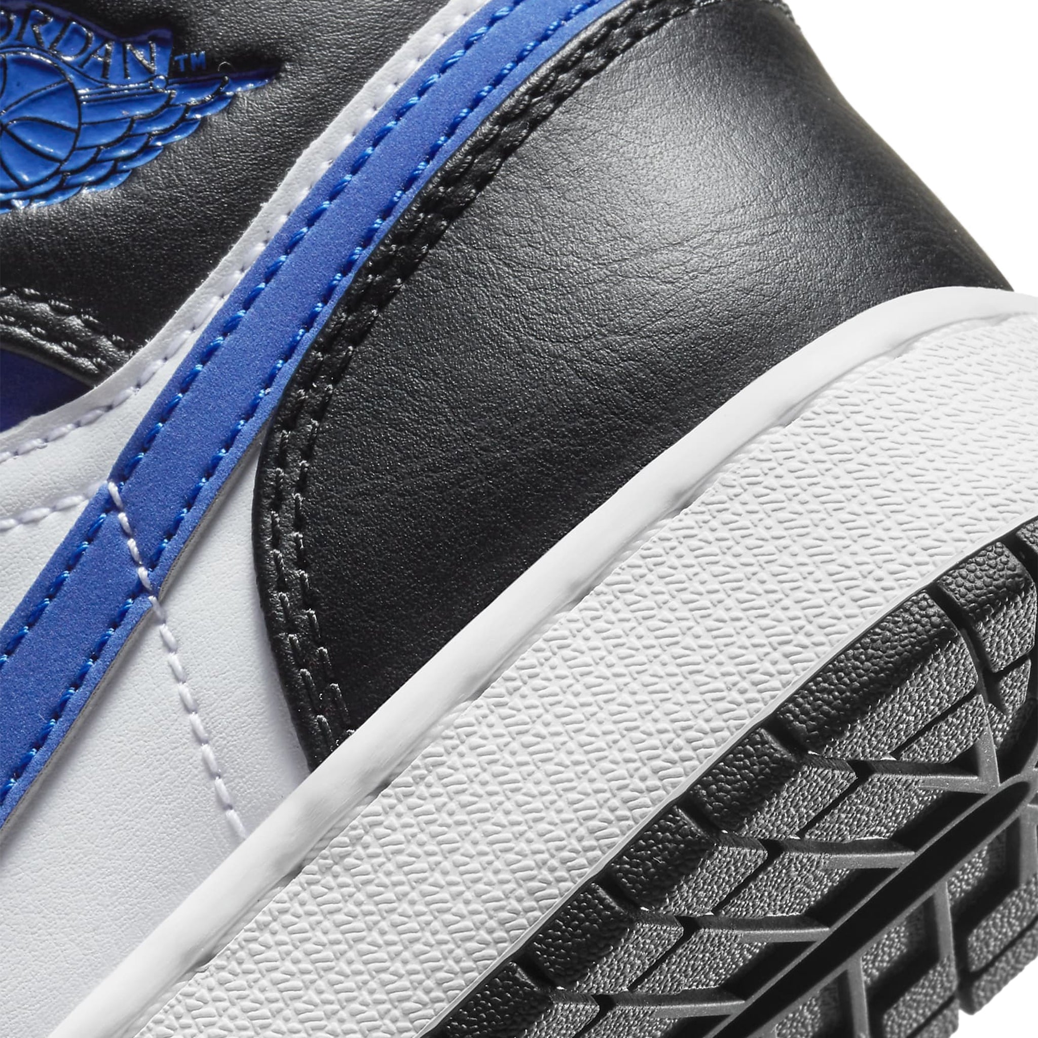 Logo view of Air Jordan 1 Mid Racer Blue 2.0 (GS) 554725-140