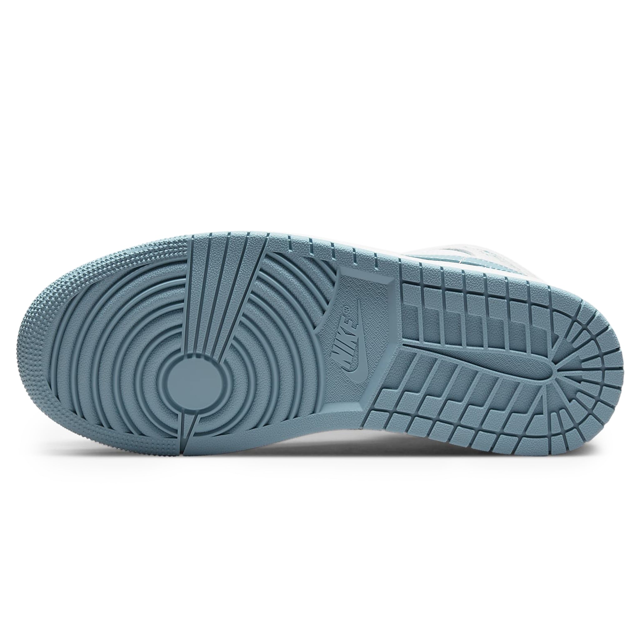 Sole view of Air Jordan 1 Mid UNC (2022) (W) BQ6472-141