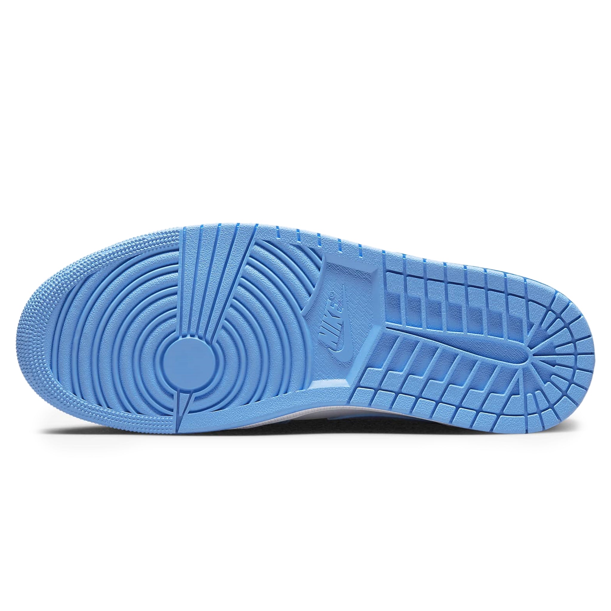 Sole view of Air Jordan 1 Mid University Blue Grey DX9276-100