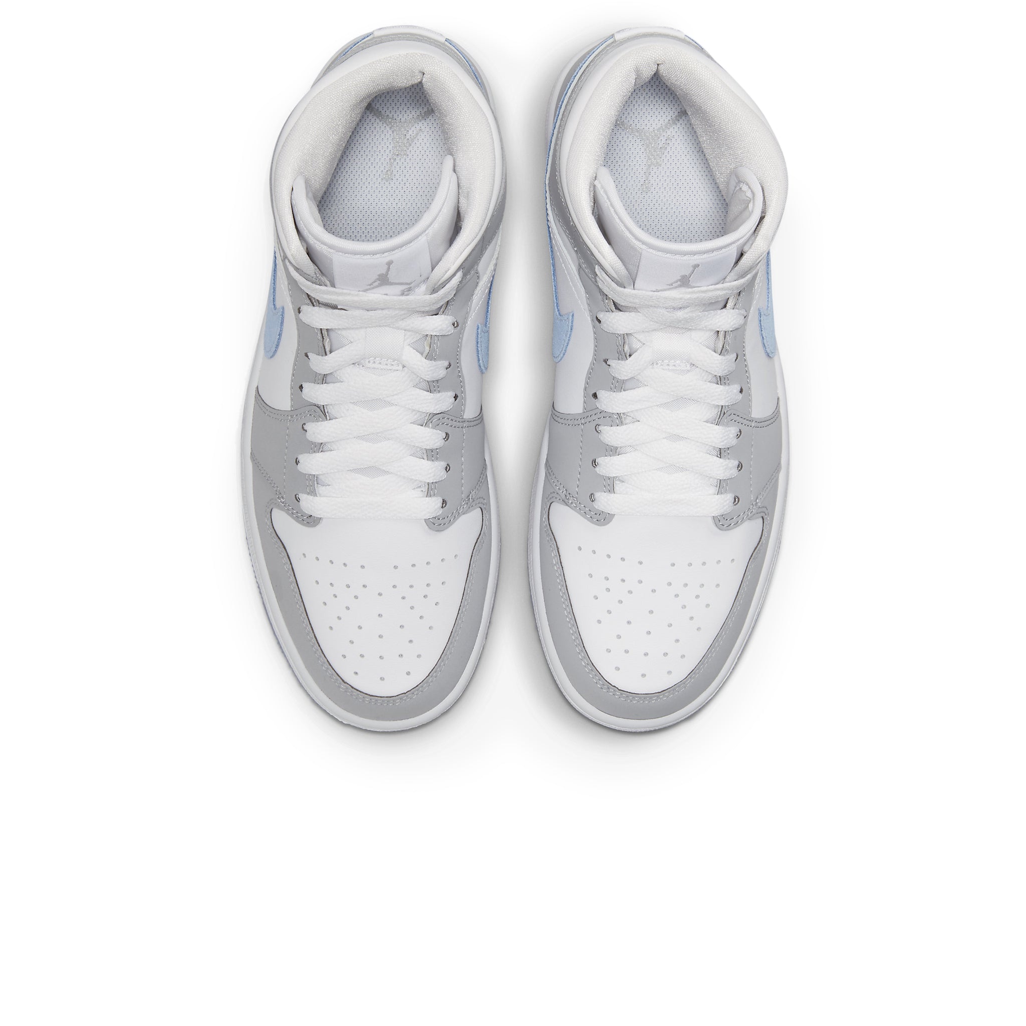 Top down view of Air Jordan 1 Mid Wolf Grey Blue (W) BQ6472-105