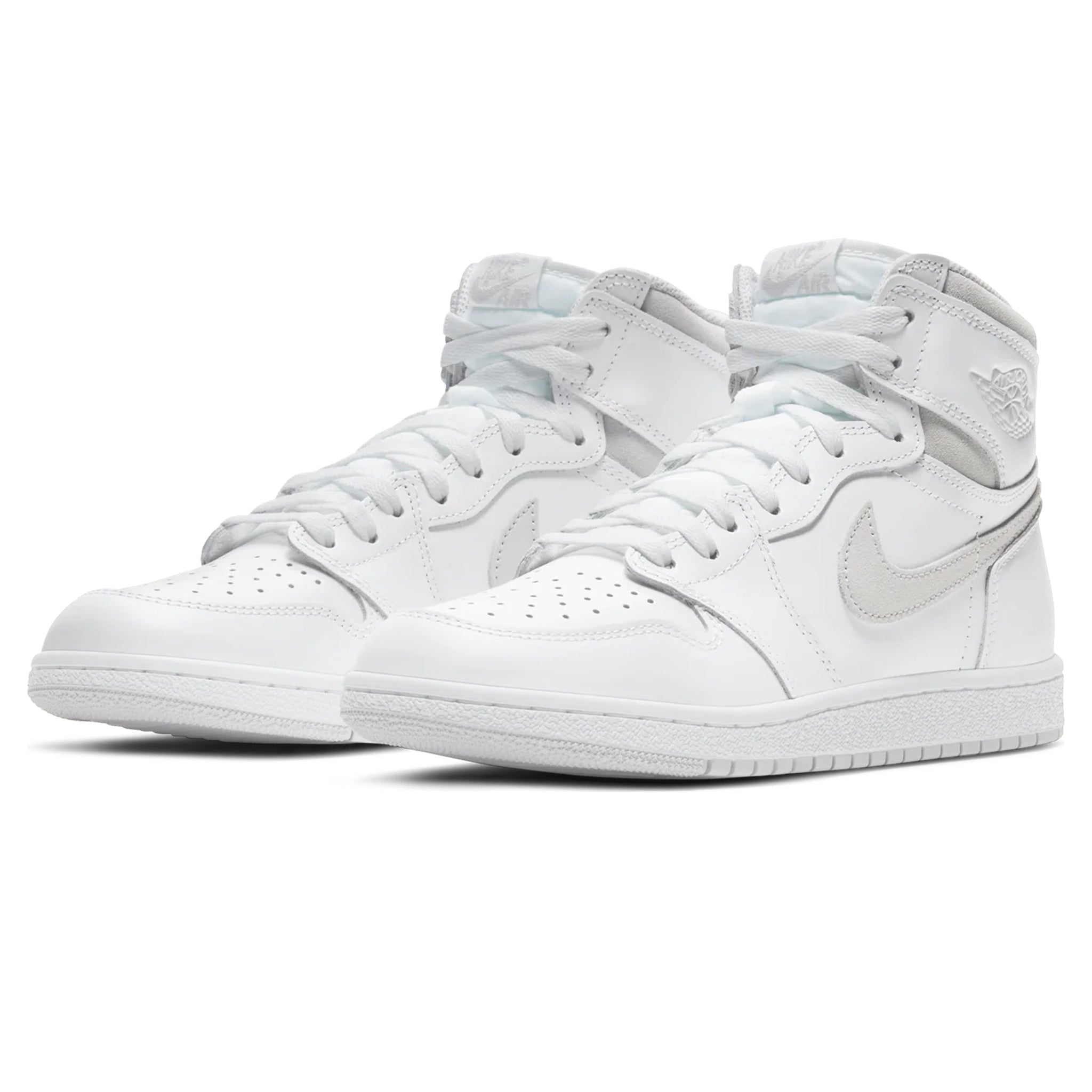 Front side view of Air Jordan 1 Retro High 85 Neutral Grey BQ4422-100