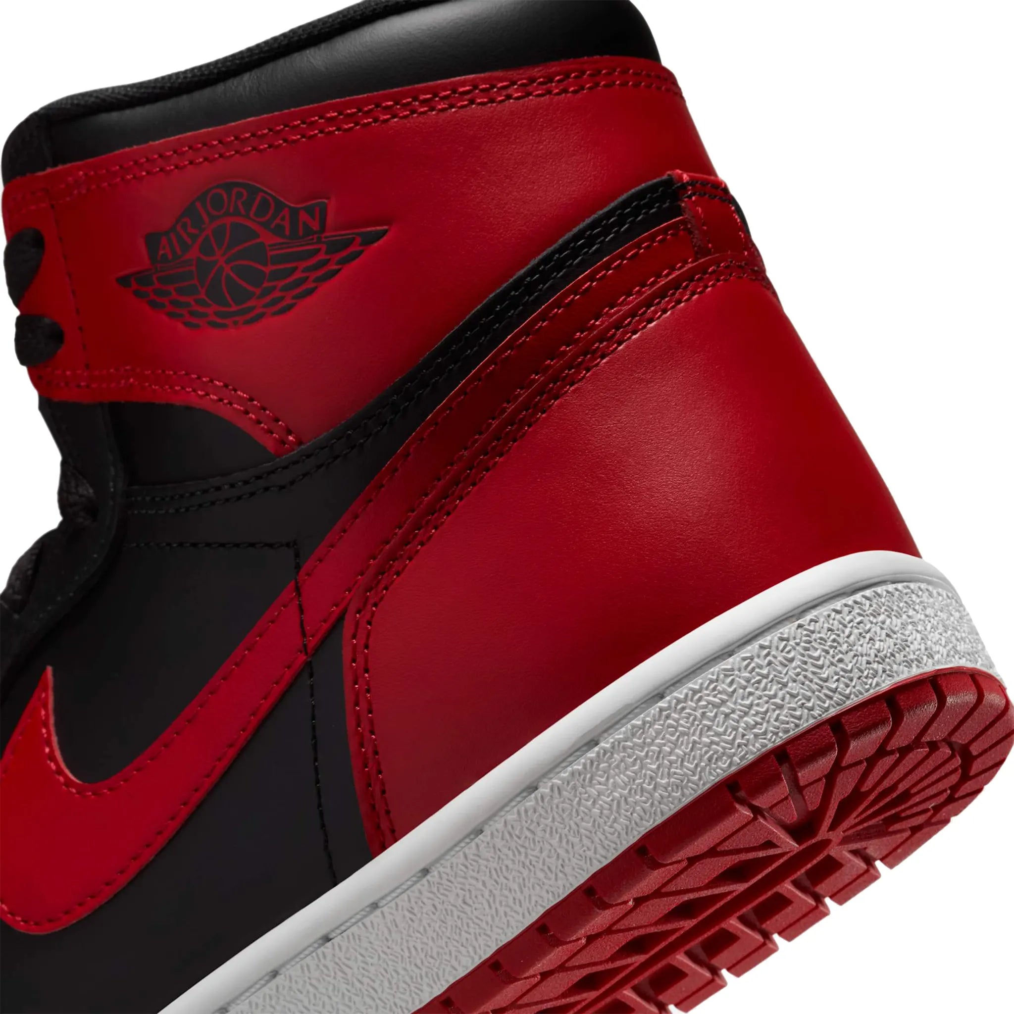 Heel detail view of Air Jordan 1 Retro High 85 OG Bred (2025) HV6674-067