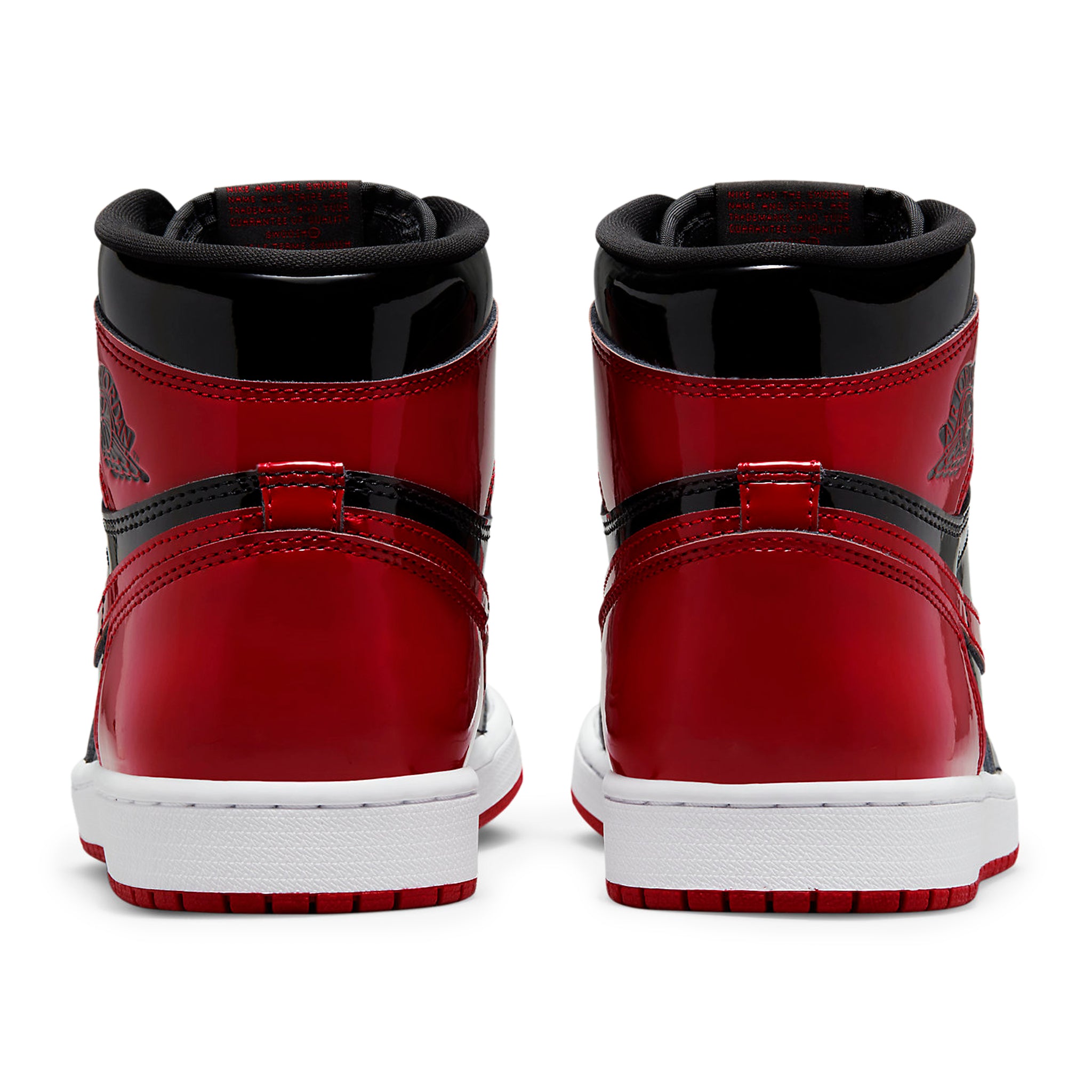 BAck view of Air Jordan 1 Retro High OG Patent Bred 555088-063