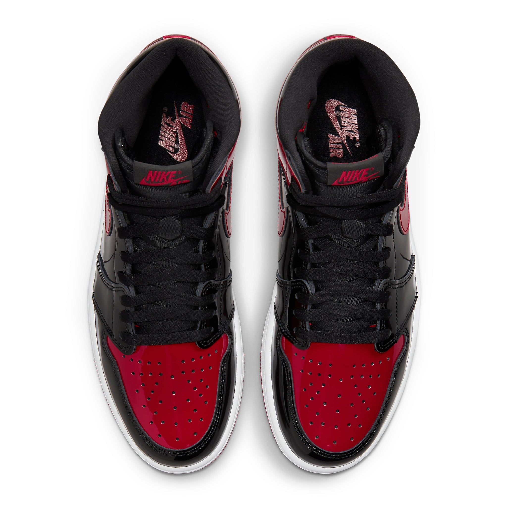 Top view of Air Jordan 1 Retro High OG Patent Bred 555088-063