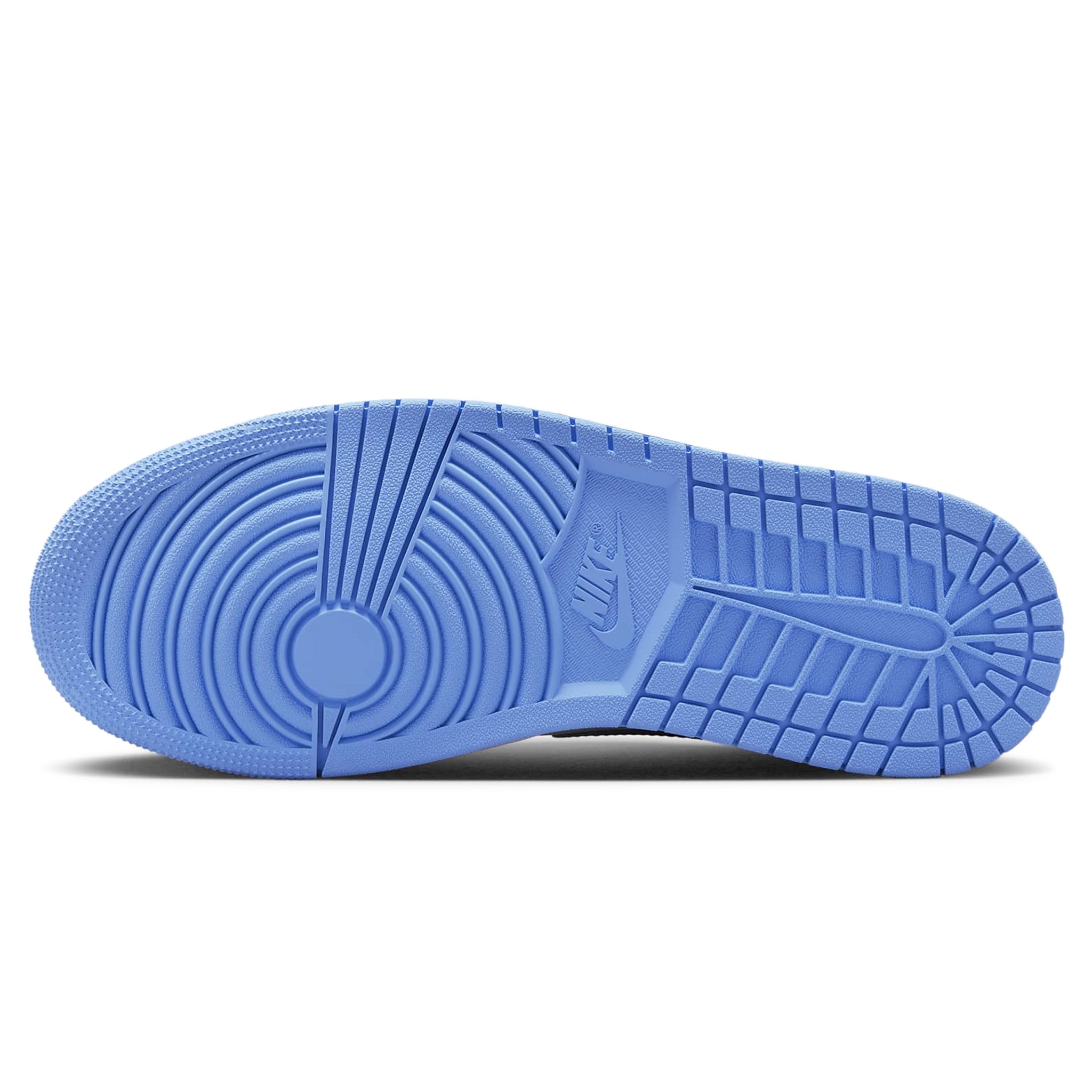 Sole view of Air Jordan 1 Retro High OG UNC Toe DZ5485-400