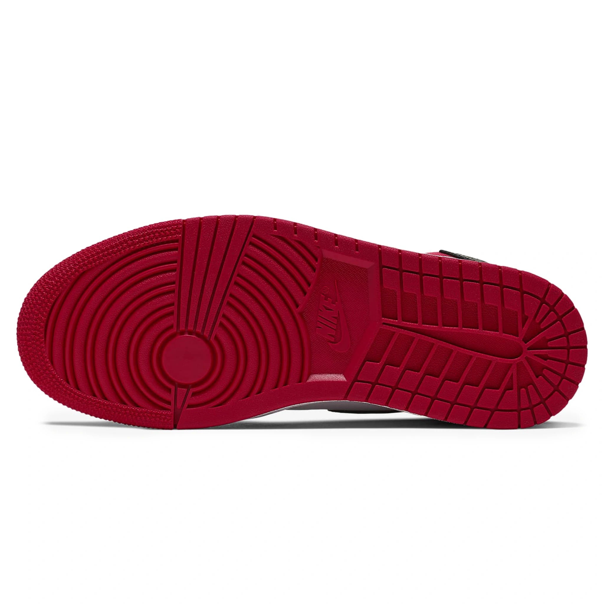 Sole view of Air Jordan 1 Retro Satin Black Toe (W) CD0461-016