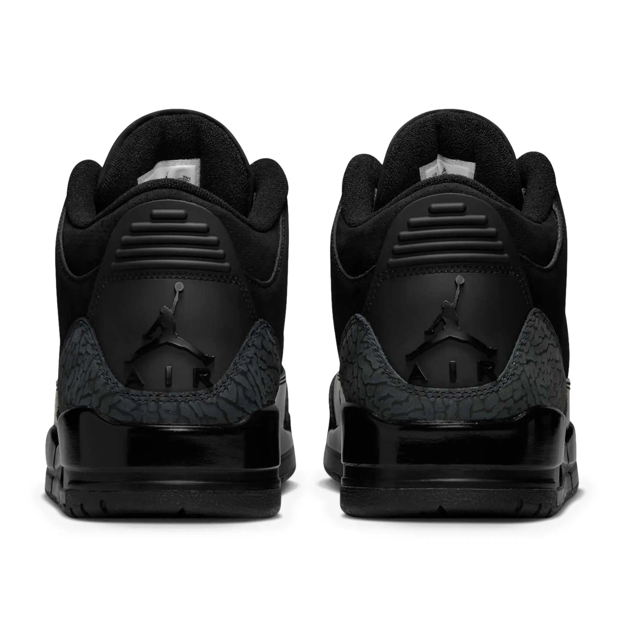 Back view of Air Jordan 3 Retro Black Cat (2025) CT8532-001