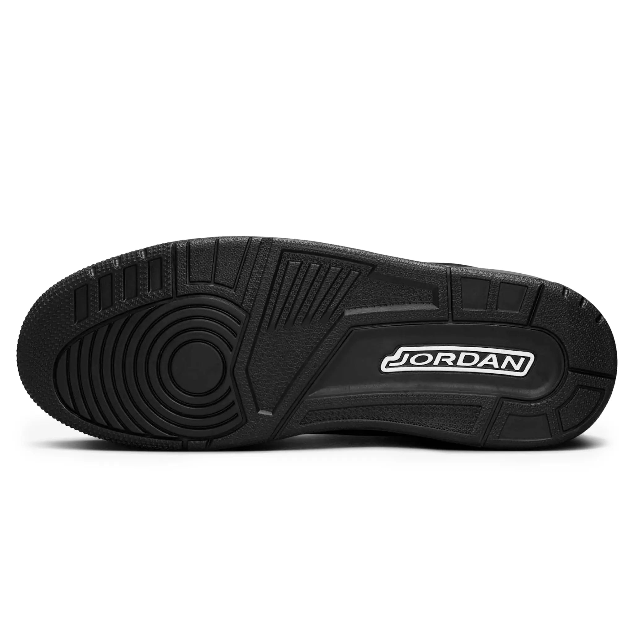 Sole view of Air Jordan 3 Retro Black Cat (2025) CT8532-001