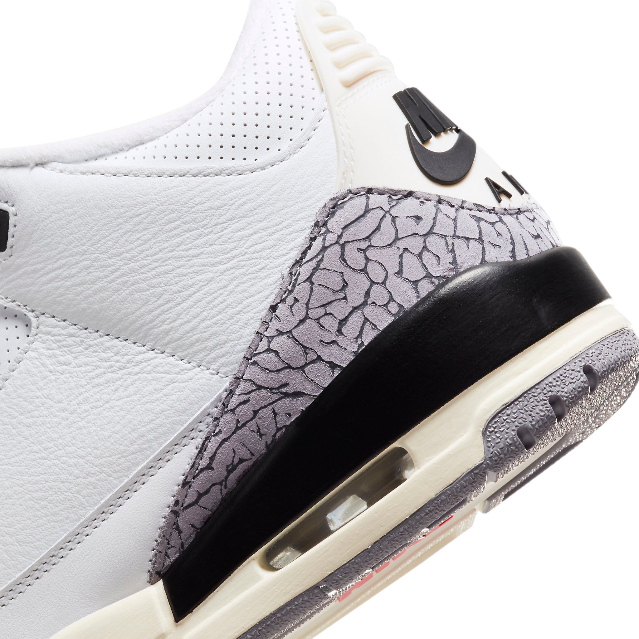 Jumpman logo view of Air Jordan 3 Retro White Cement Reimagined DN3707-100