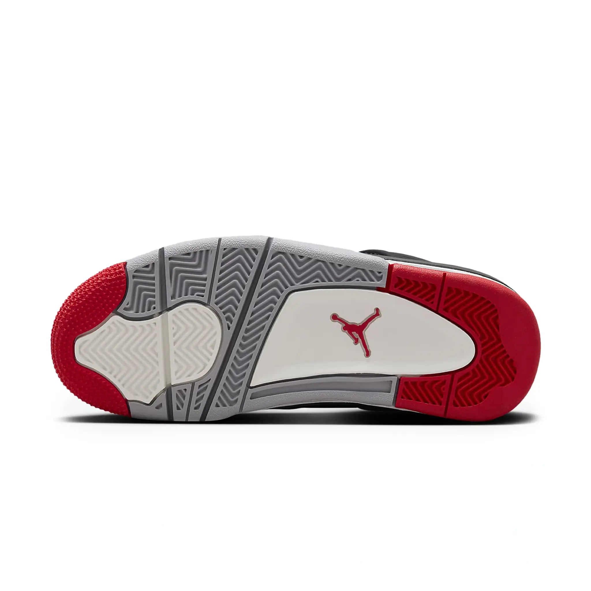 Sole view of Air Jordan 4 OG Bred Reimagined (GS) FQ8213-006
