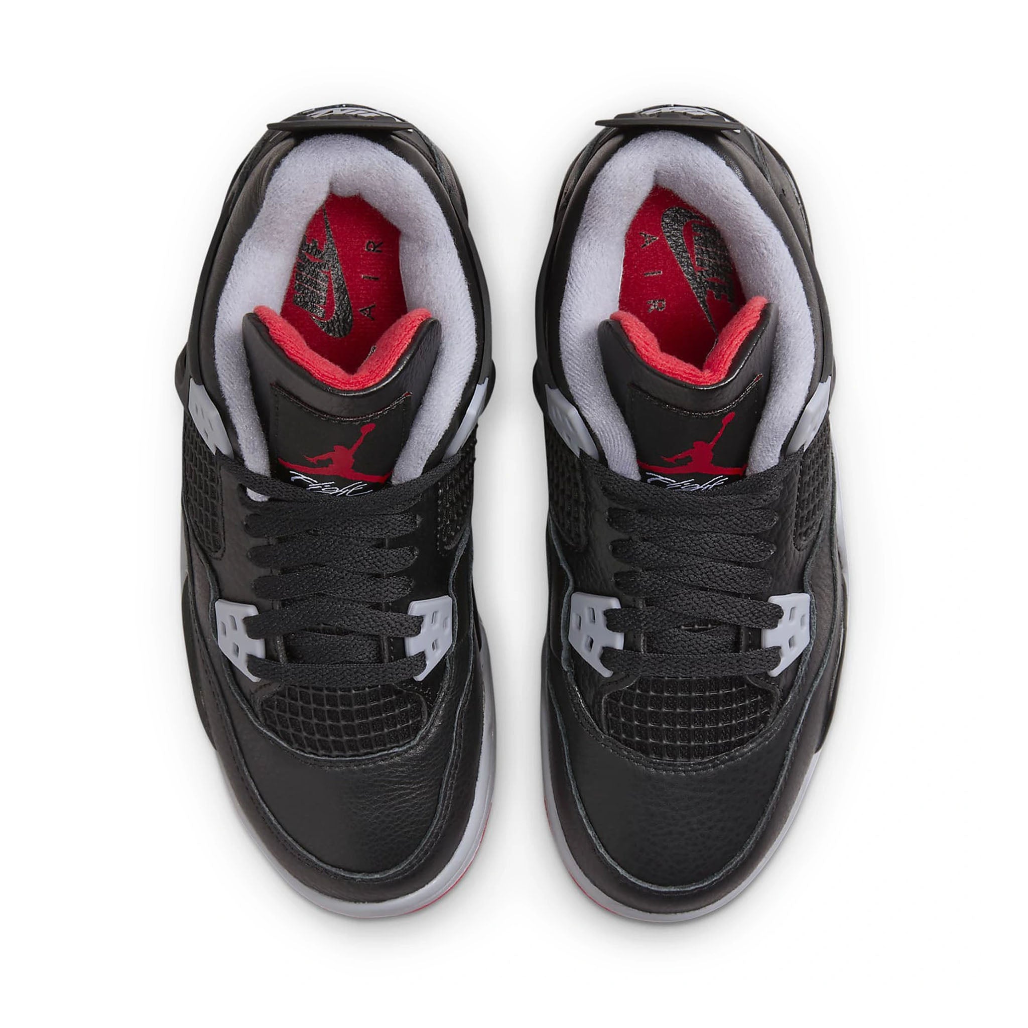Top view of Air Jordan 4 OG Bred Reimagined (GS) FQ8213-006