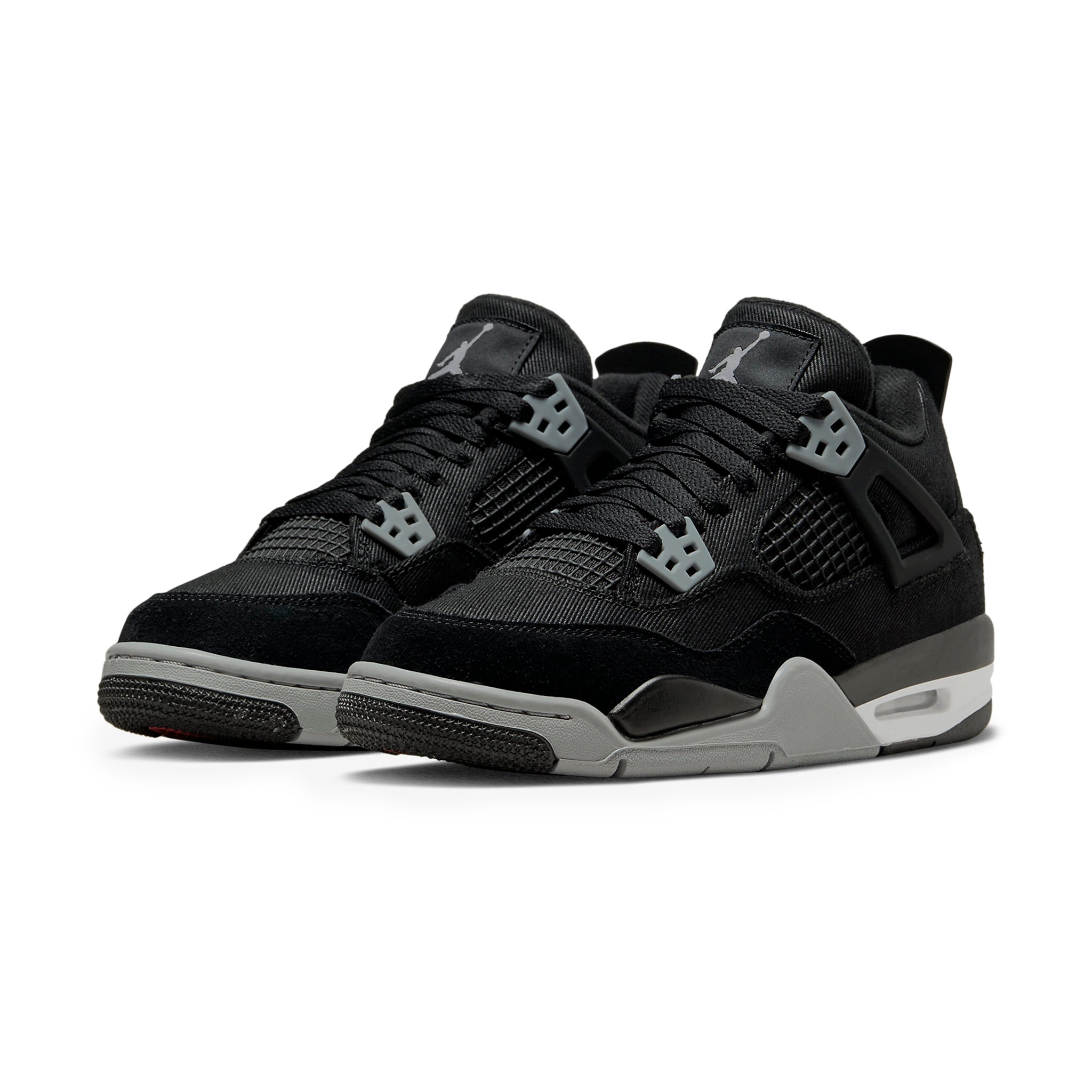 Front side view of Air Jordan 4 Retro Black Canvas (GS) DV0553-006