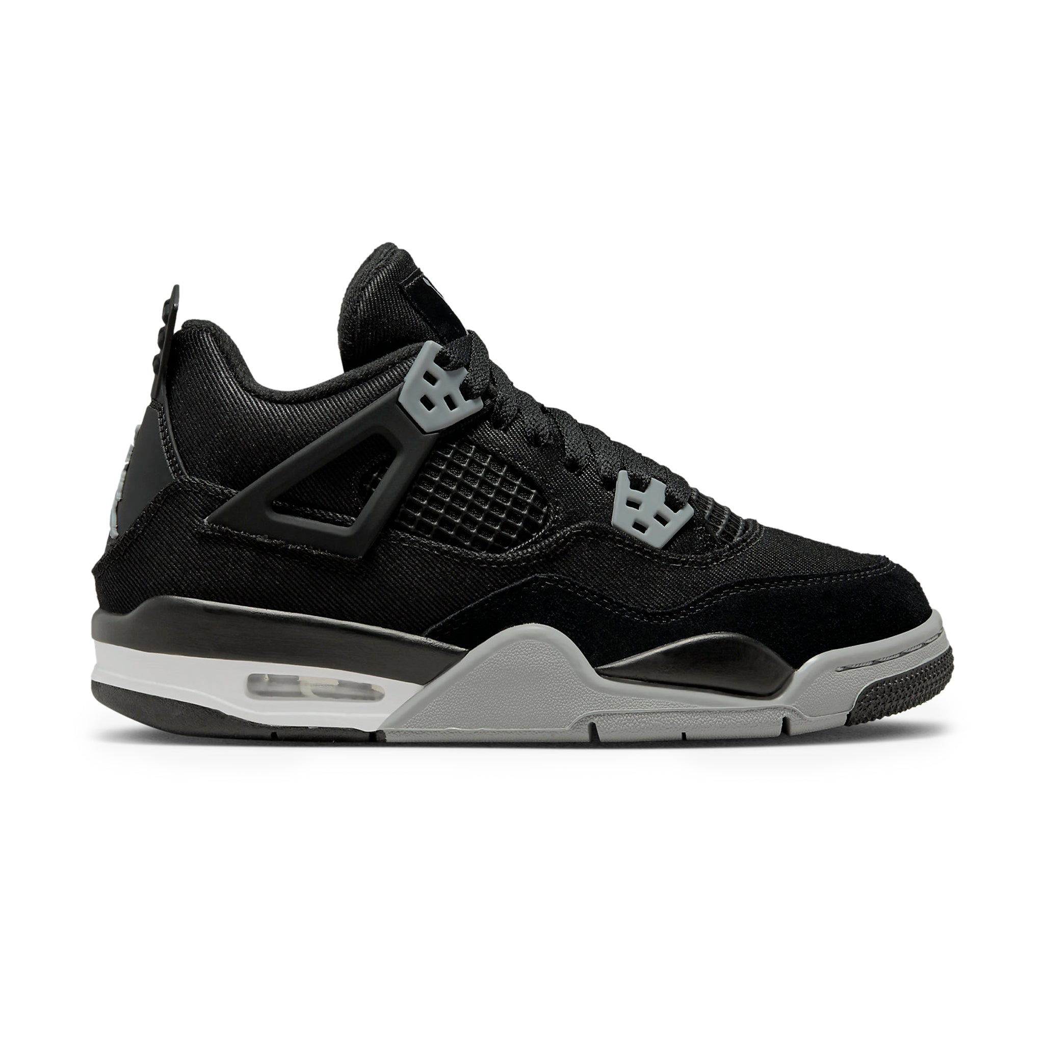 Side view of Air Jordan 4 Retro Black Canvas (GS) DV0553-006