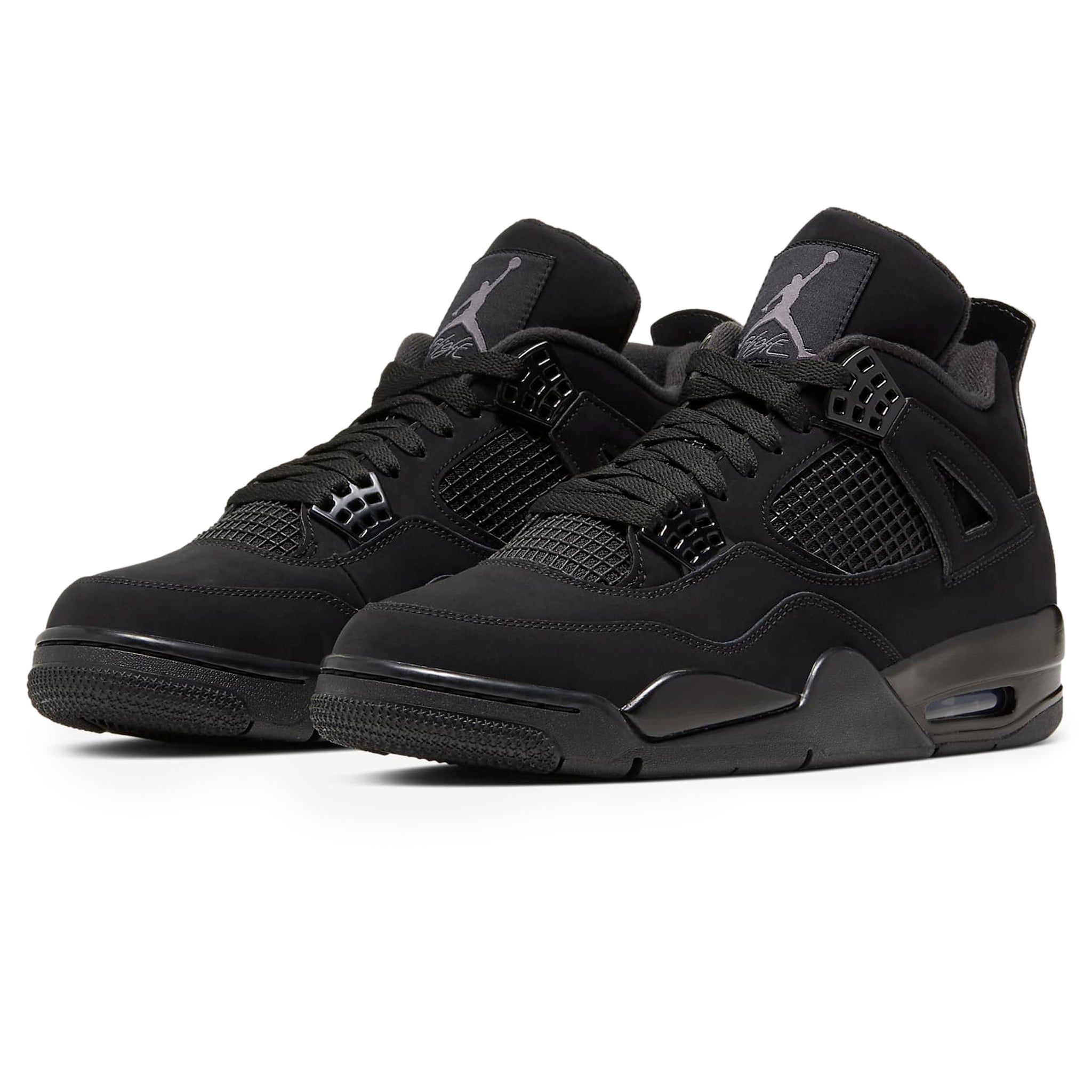 Front side view of Air Jordan 4 Retro Black Cat (2025) FV5029-010