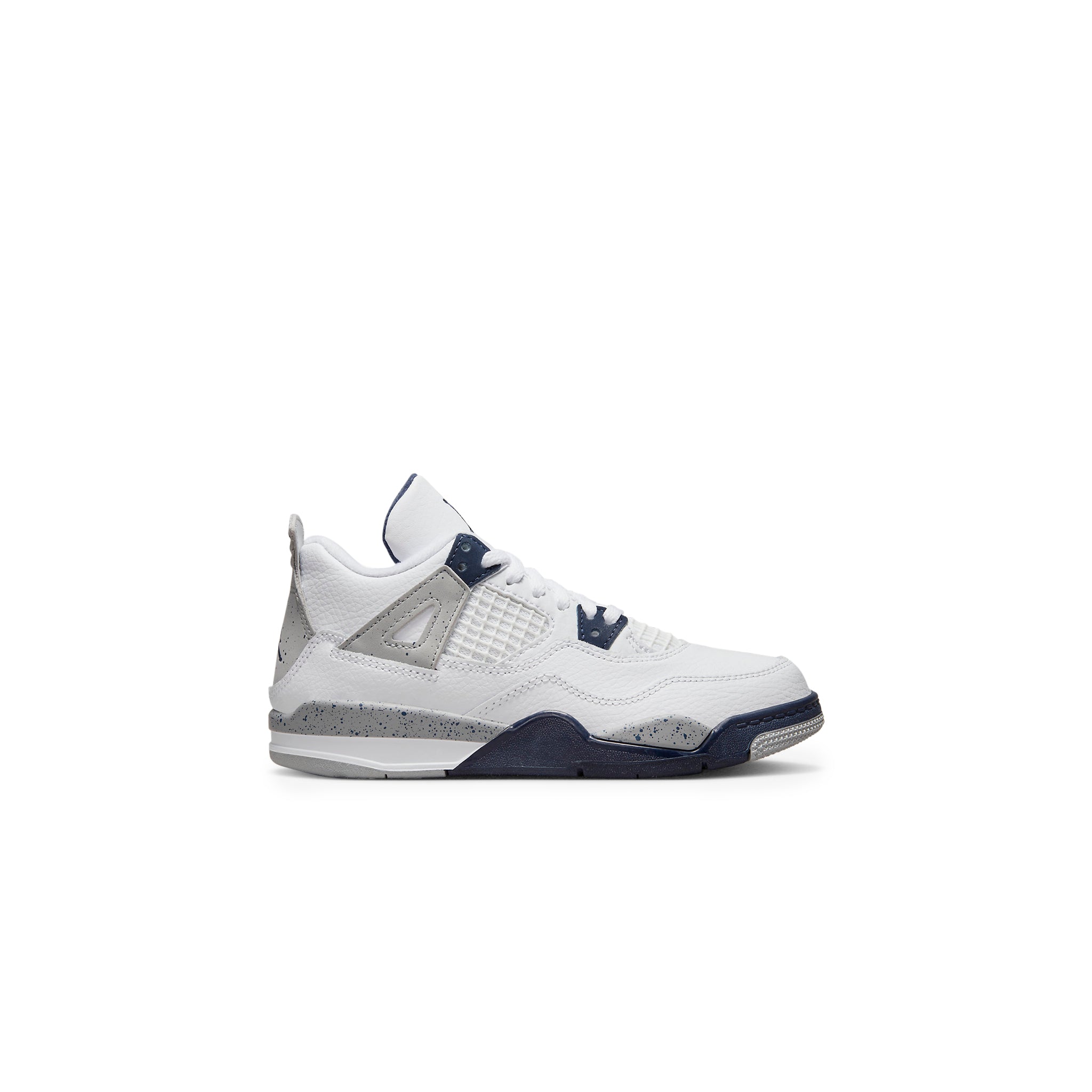 Side view of Air Jordan 4 Retro Midnight Navy (PS) BQ7669-140