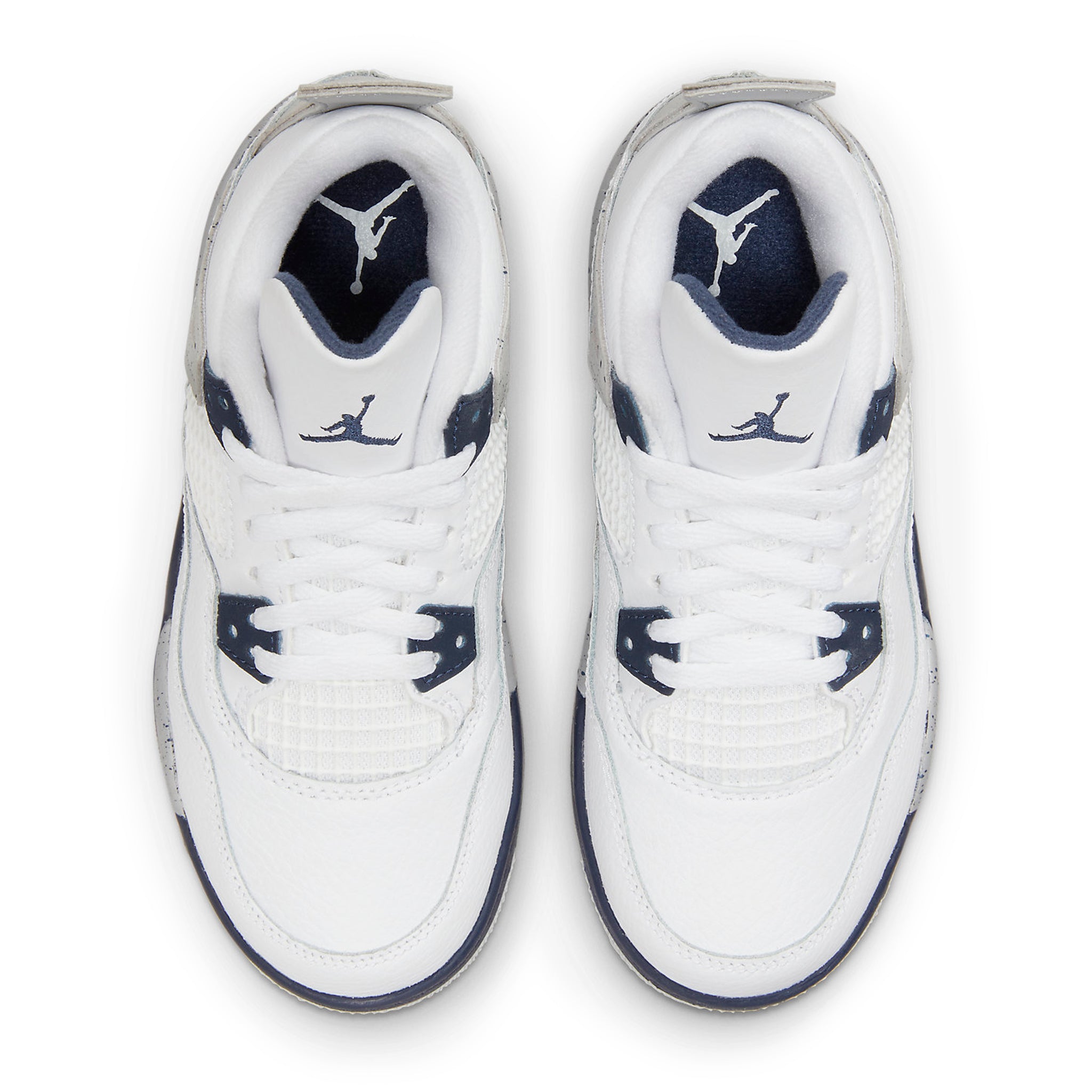 Top down view of Air Jordan 4 Retro Midnight Navy (PS) BQ7669-140