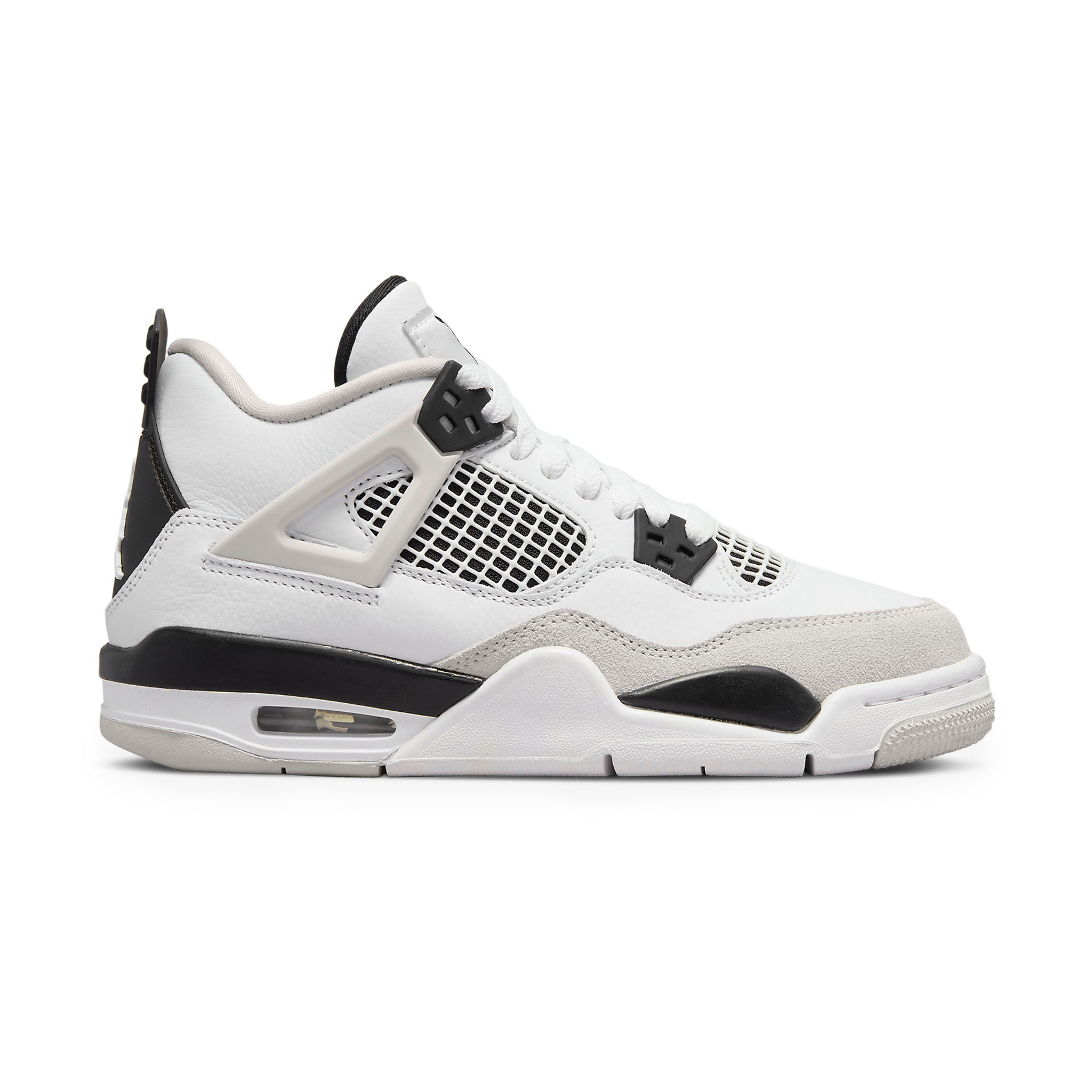 Side view of Air Jordan 4 Retro Military Black (GS) 408452-111