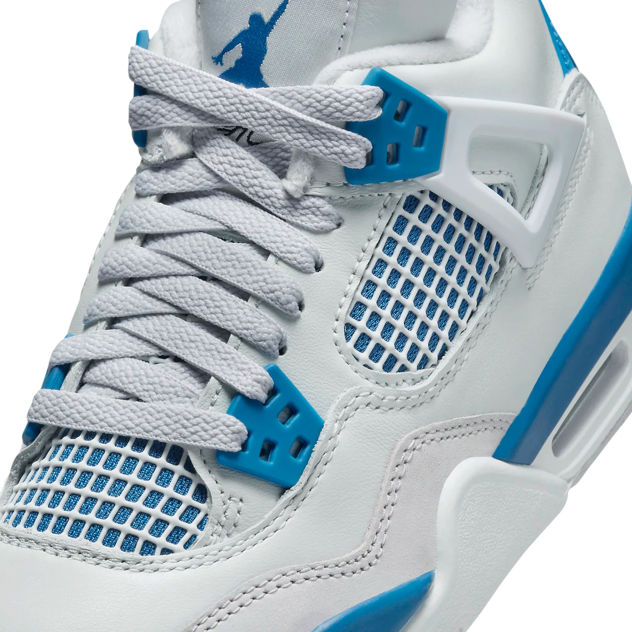 Detail view of Air Jordan 4 Retro Military Blue (GS) HF4281-141