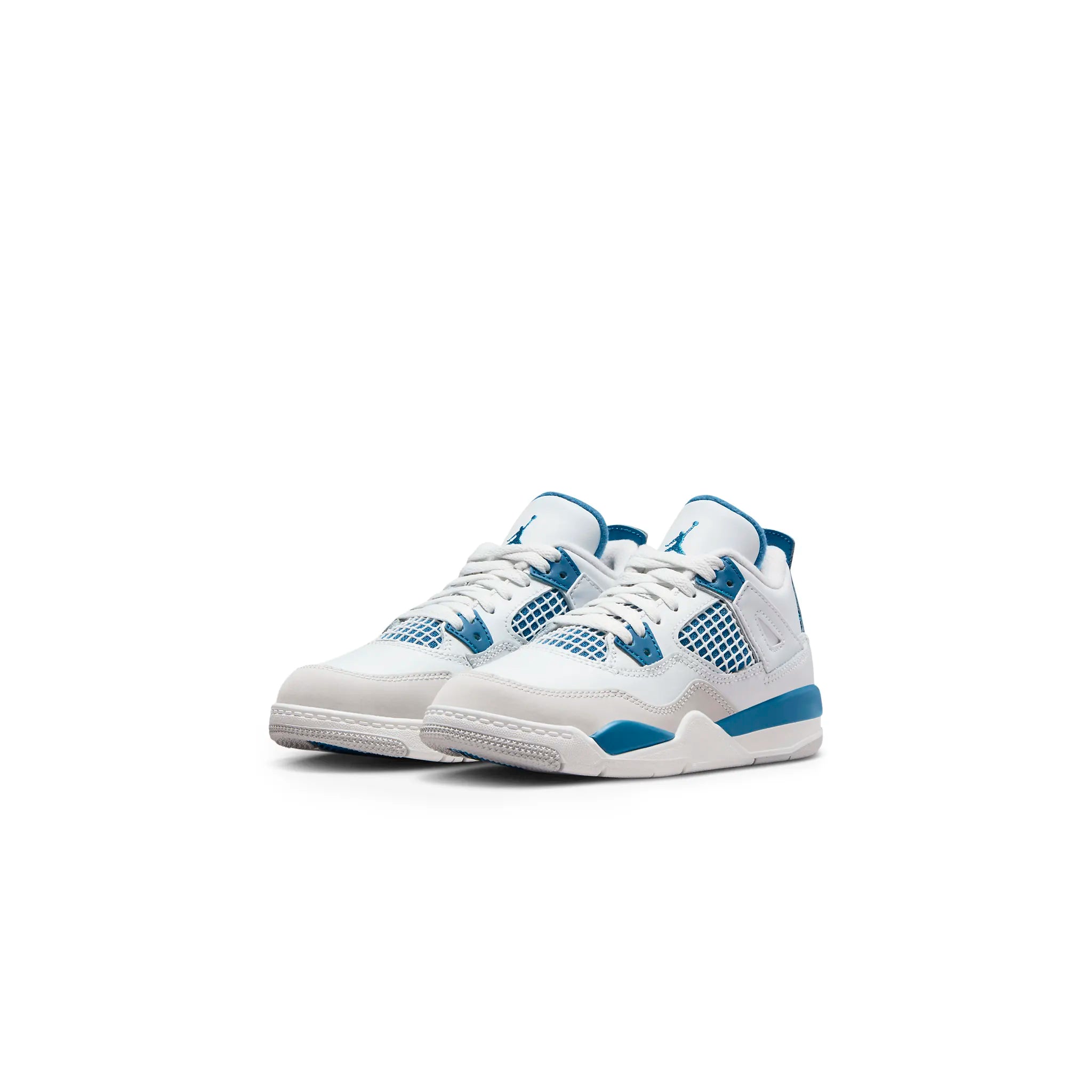 Pair view of Air Jordan 4 Retro Military Blue (PS) BQ7669-141