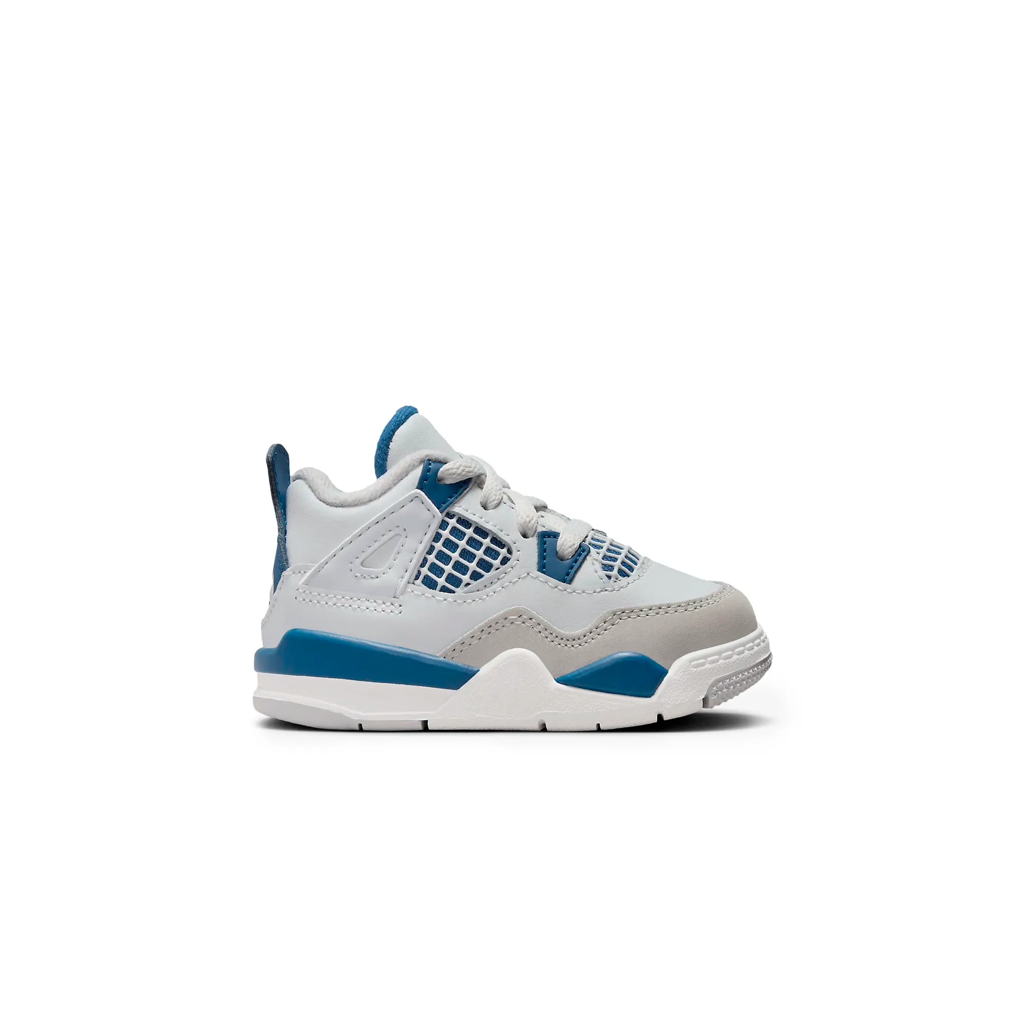 Side view of Air Jordan 4 Retro Military Blue (TD) BQ7670-141