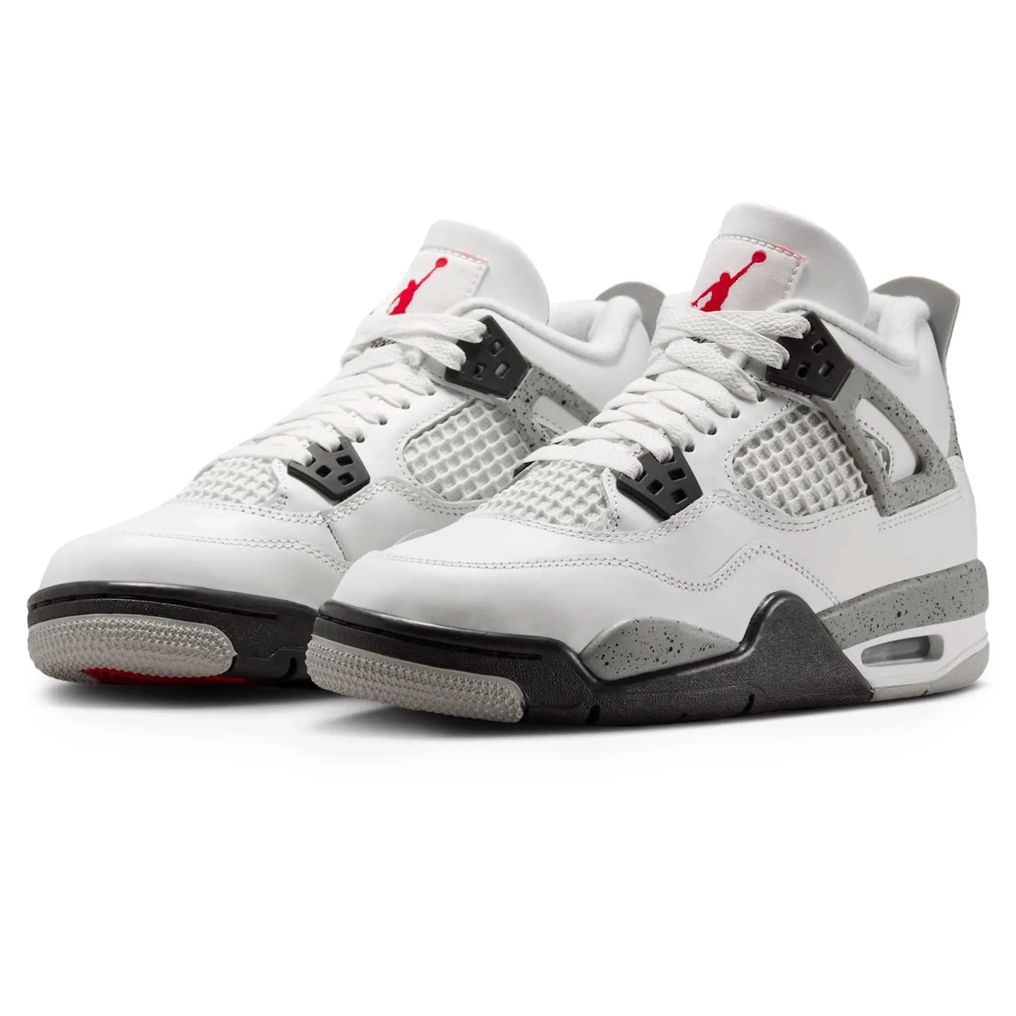 Front View of Air Jordan 4 Retro OG White Cement (2025) (GS) IB4171-100