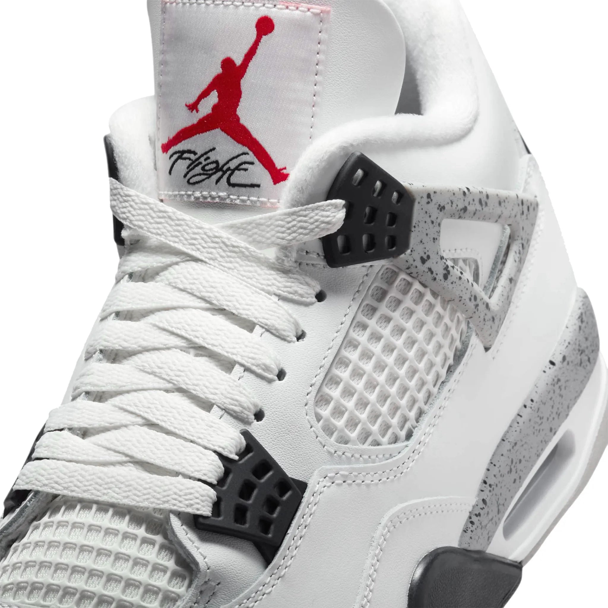 Laces View of Air Jordan 4 Retro Og White Cement (2025) FV5029-100