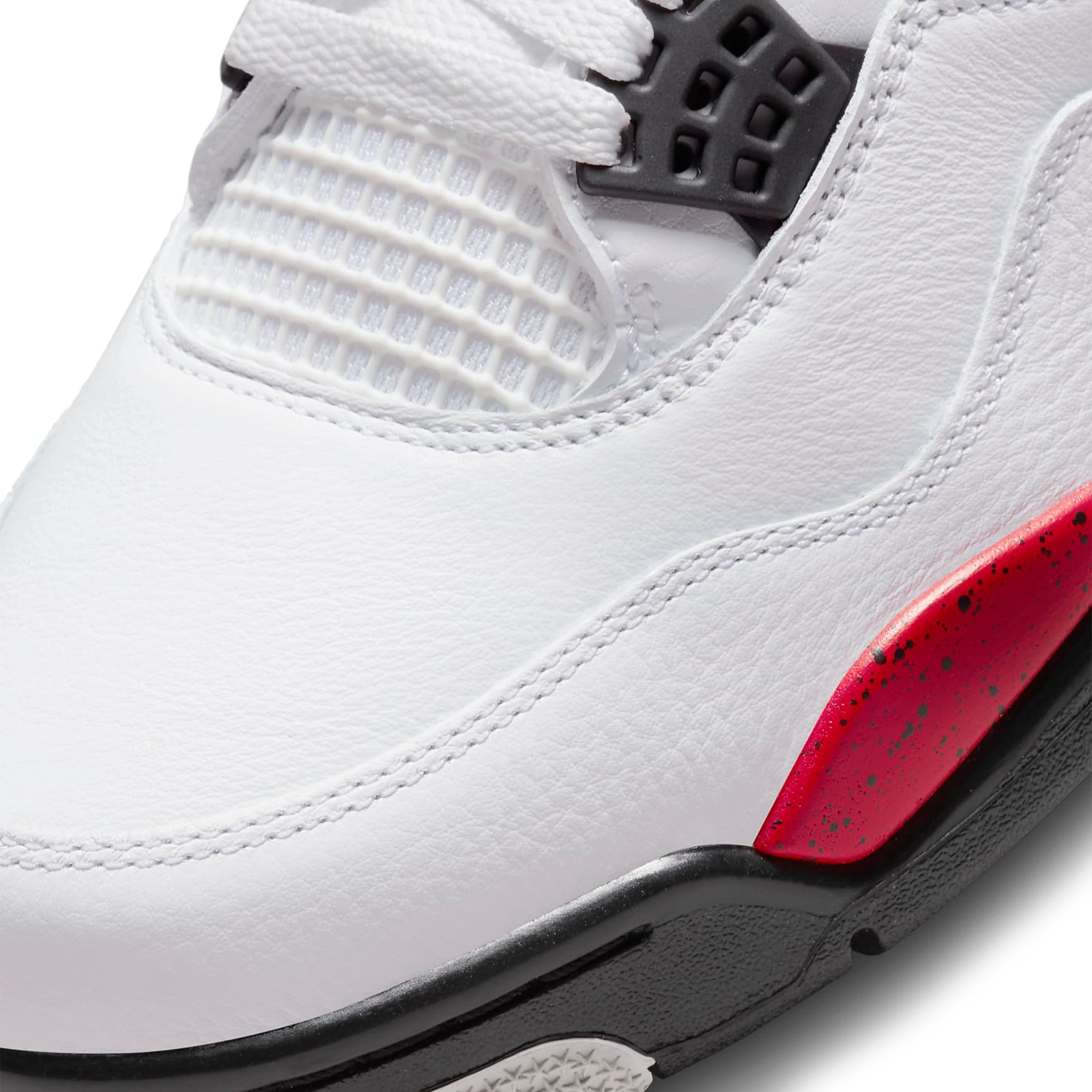 Toe box view of Air Jordan 4 Retro Red Cement (2023) DH6927-161