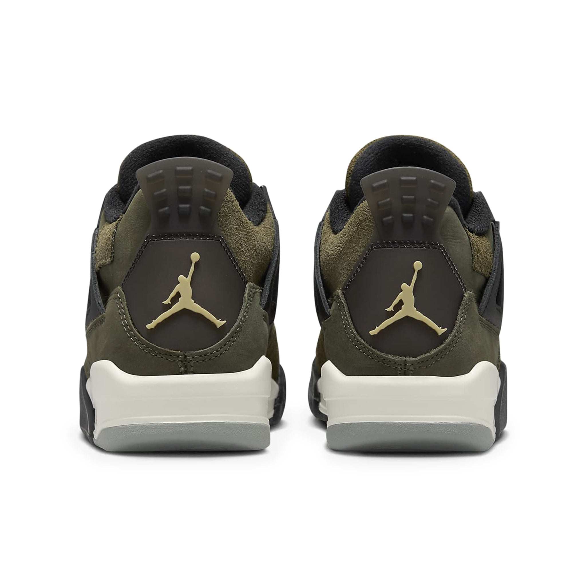 Back view Air Jordan 4 Retro SE Craft Olive (GS) FB9928-200