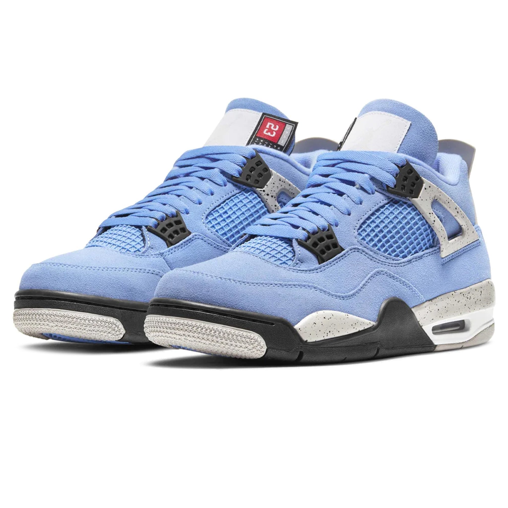 Front side view of Air Jordan 4 Retro University Blue CT8527-400