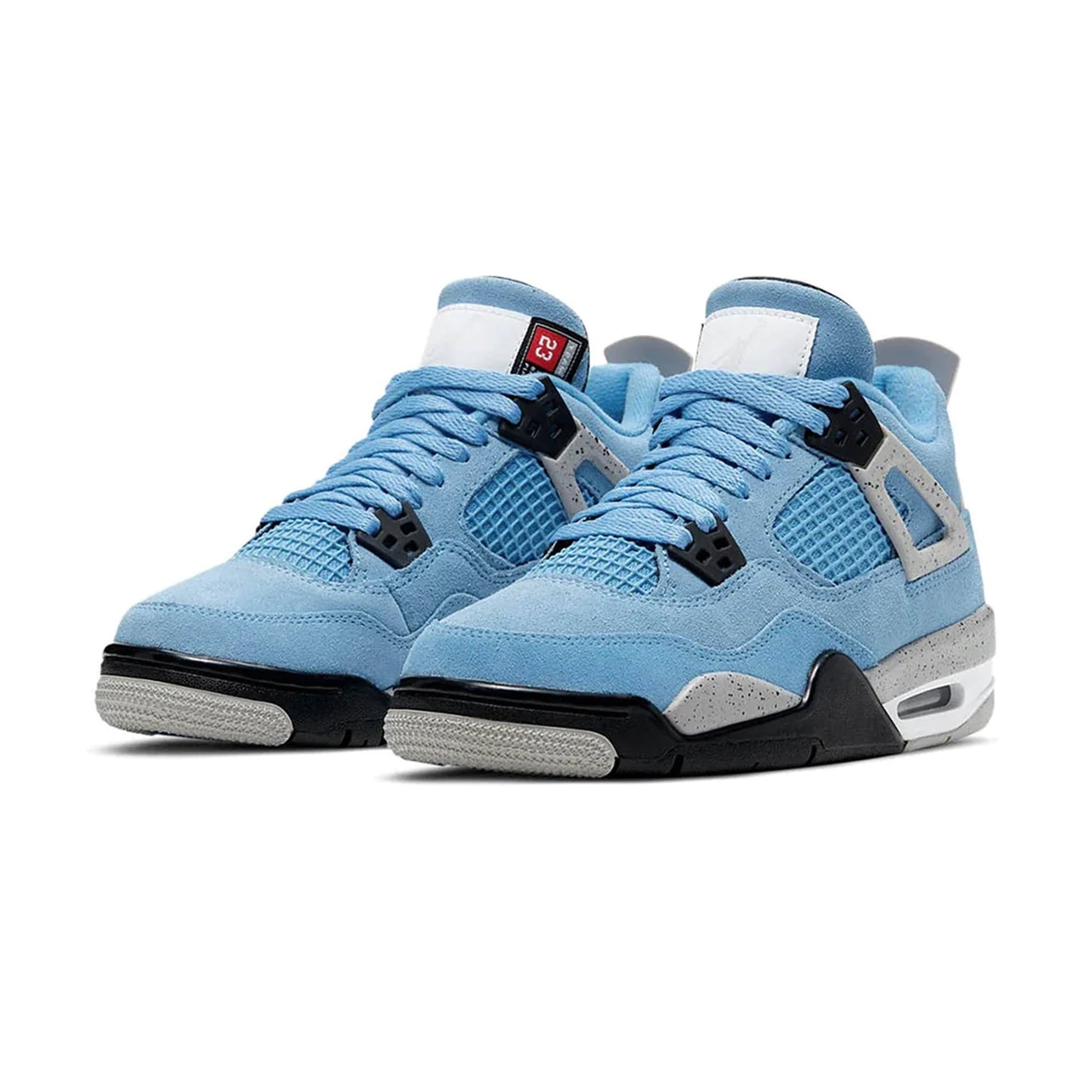 Front side view of Air Jordan 4 Retro University Blue (GS) 408452-400