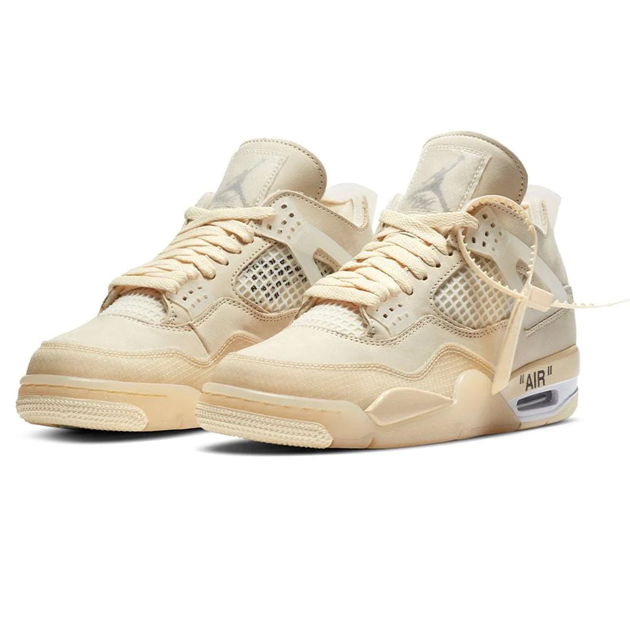 Front side view of Air Jordan 4 x Off White Sail (W) CV9388-100