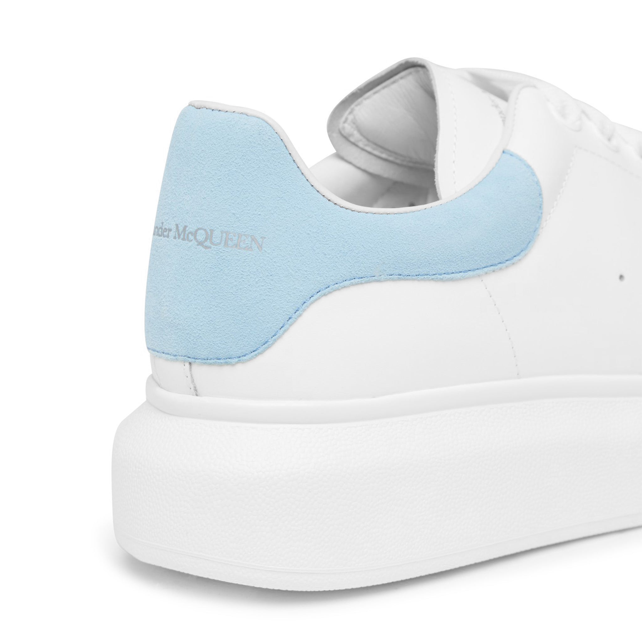 Back detail view of Alexander Mcqueen Raised Sole White Blue Sneaker