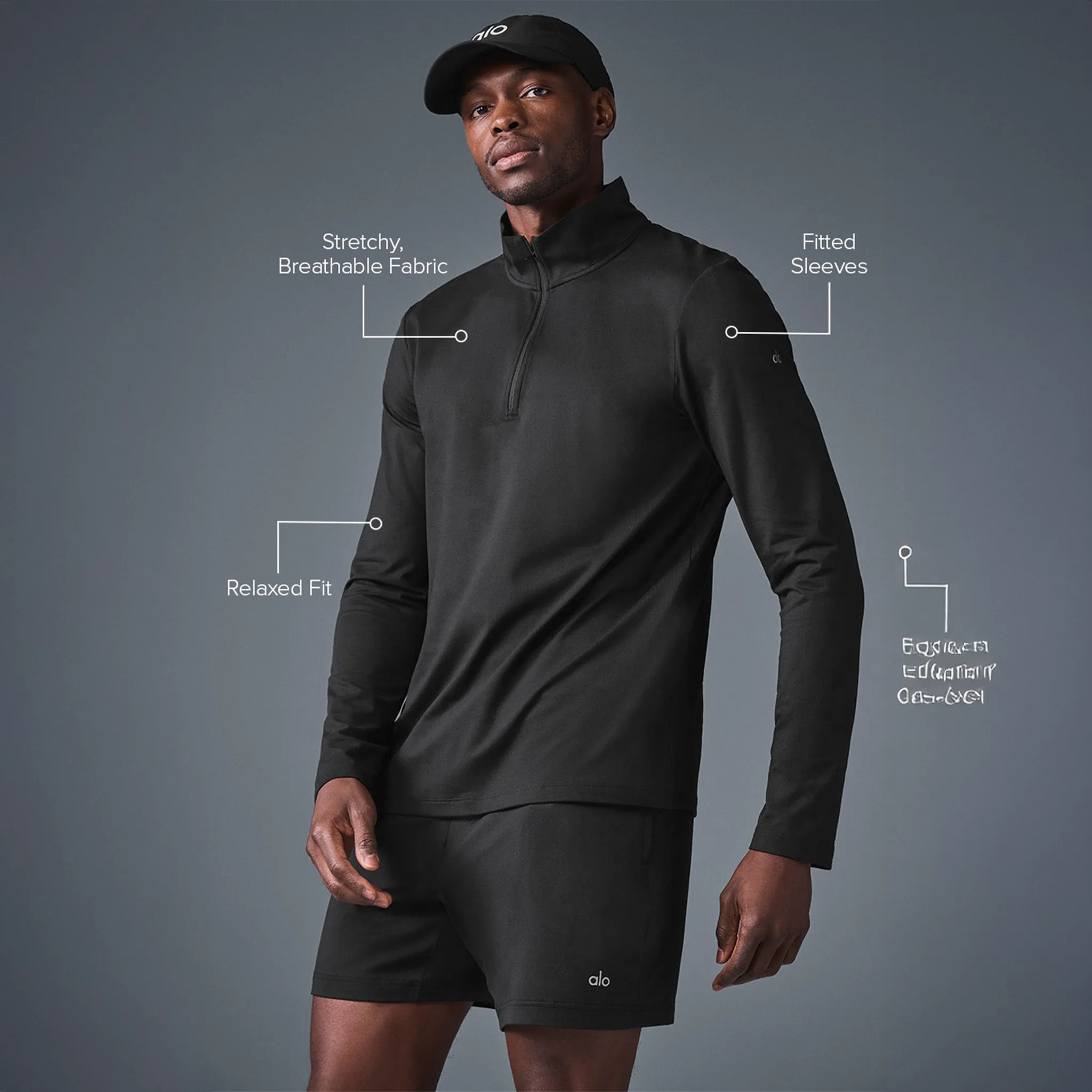 Model View of Alo Yoga Conquer Reform L/S 1/4 Zip