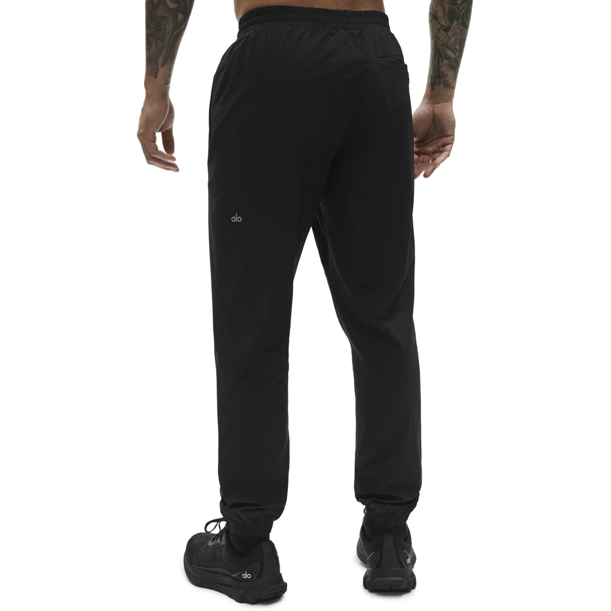 Back View of Alo Yoga Repetition Black Pants
