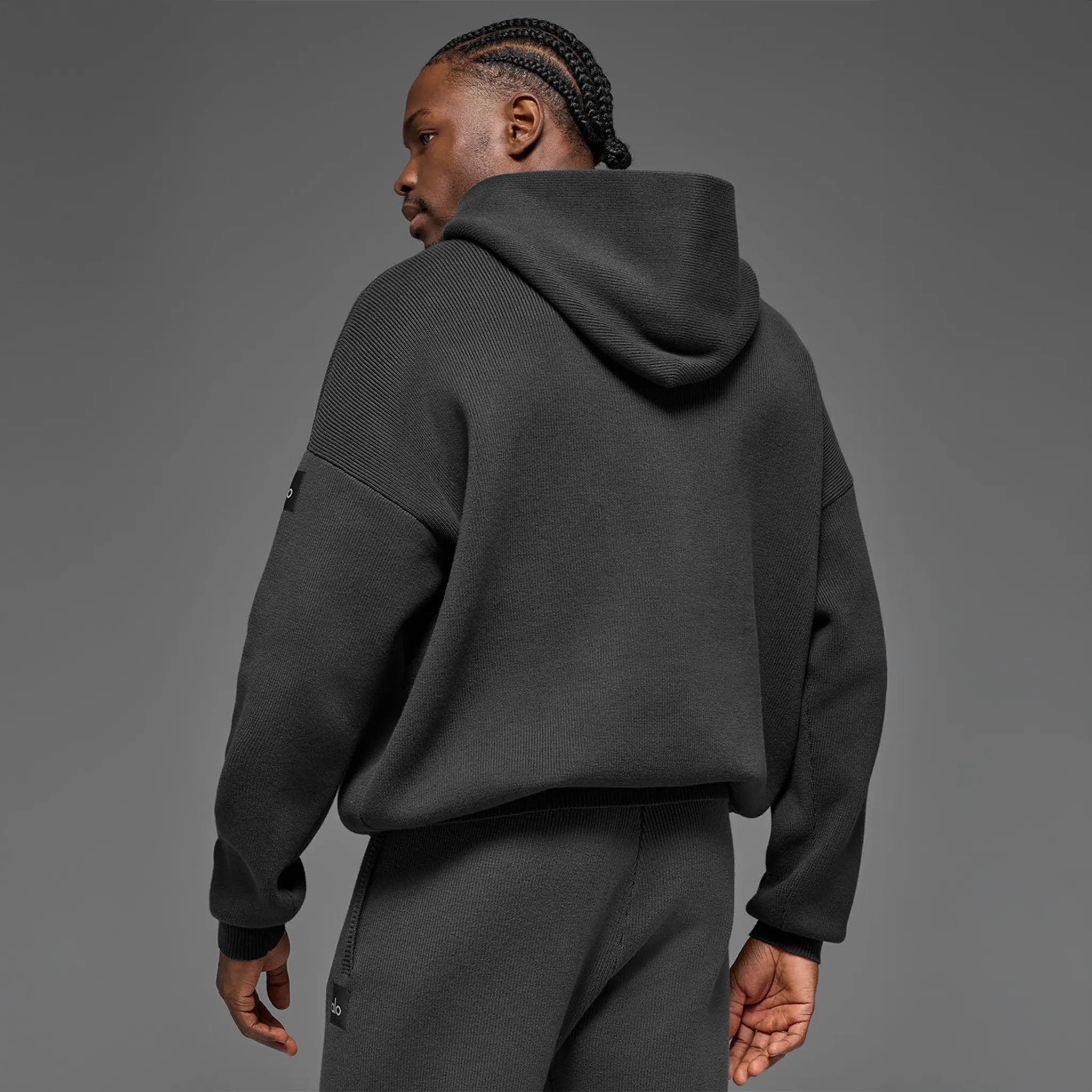 Back View of Alo Yoga Scholar Anthracite Hoodie