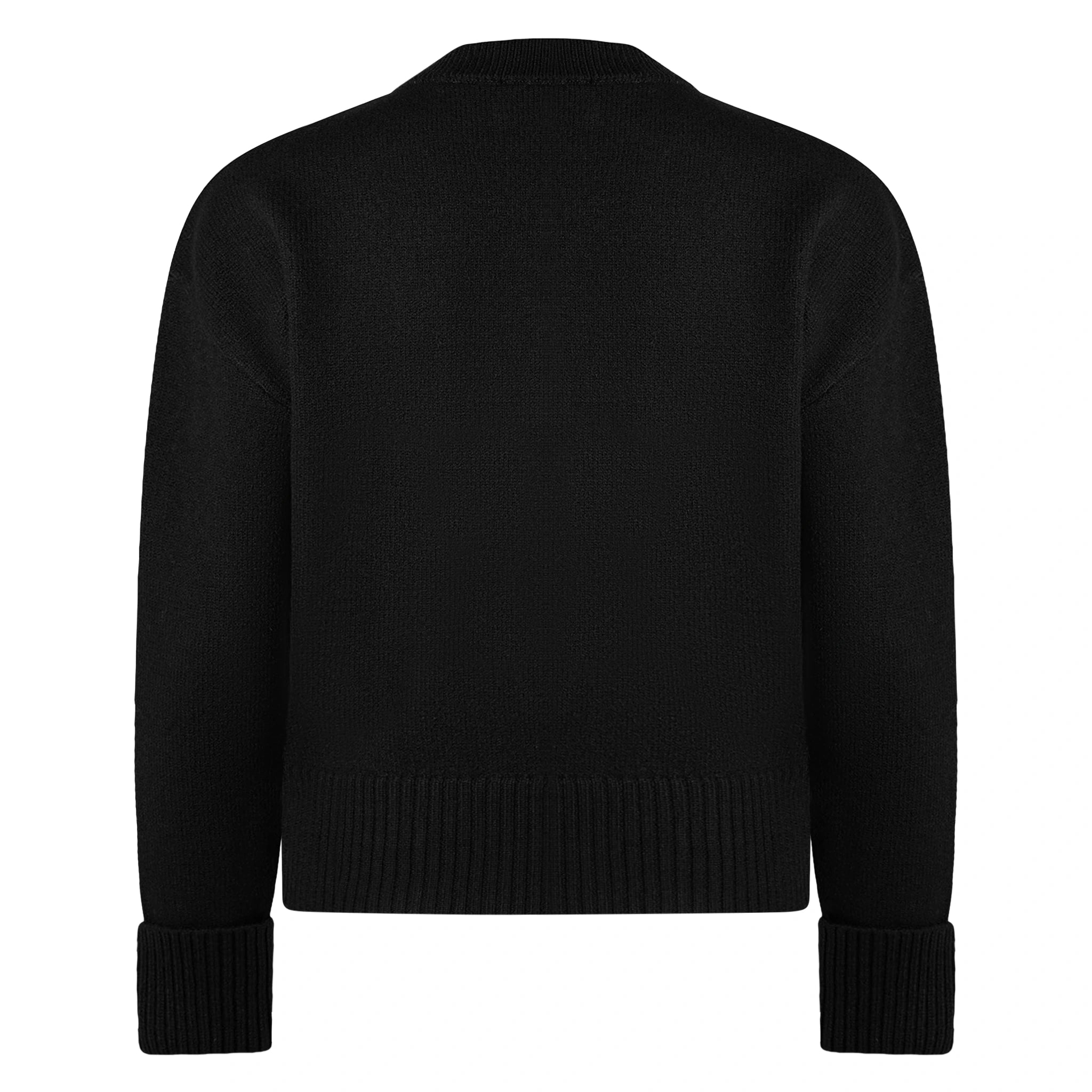 Back view of Ami Paris Ami De Coeur Black Red Cardigan