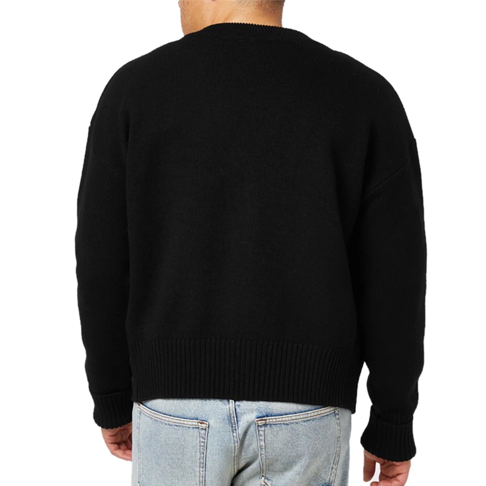 Back view of Ami Paris Ami De Coeur Black Red Cardigan