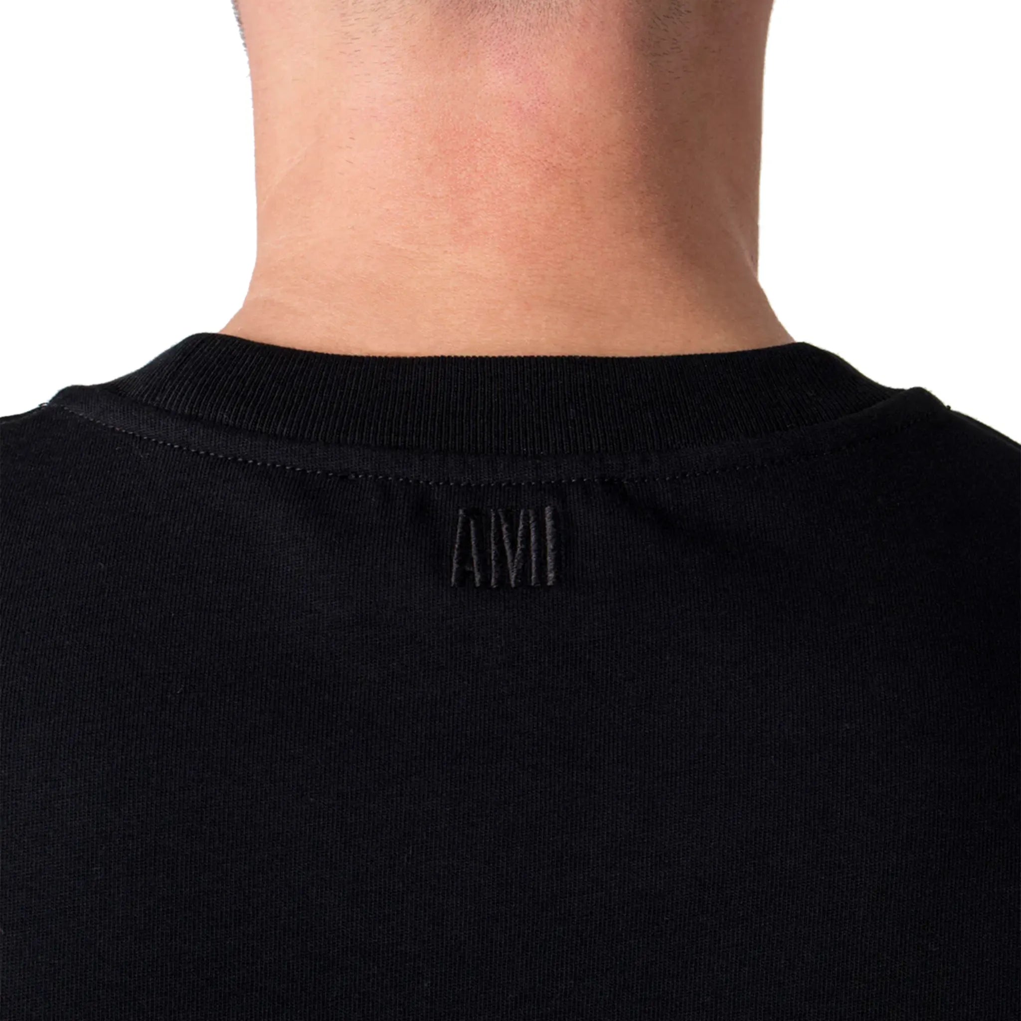 Back detail view of Ami Paris Ami De Coeur Black Red T Shirt bfuts001724