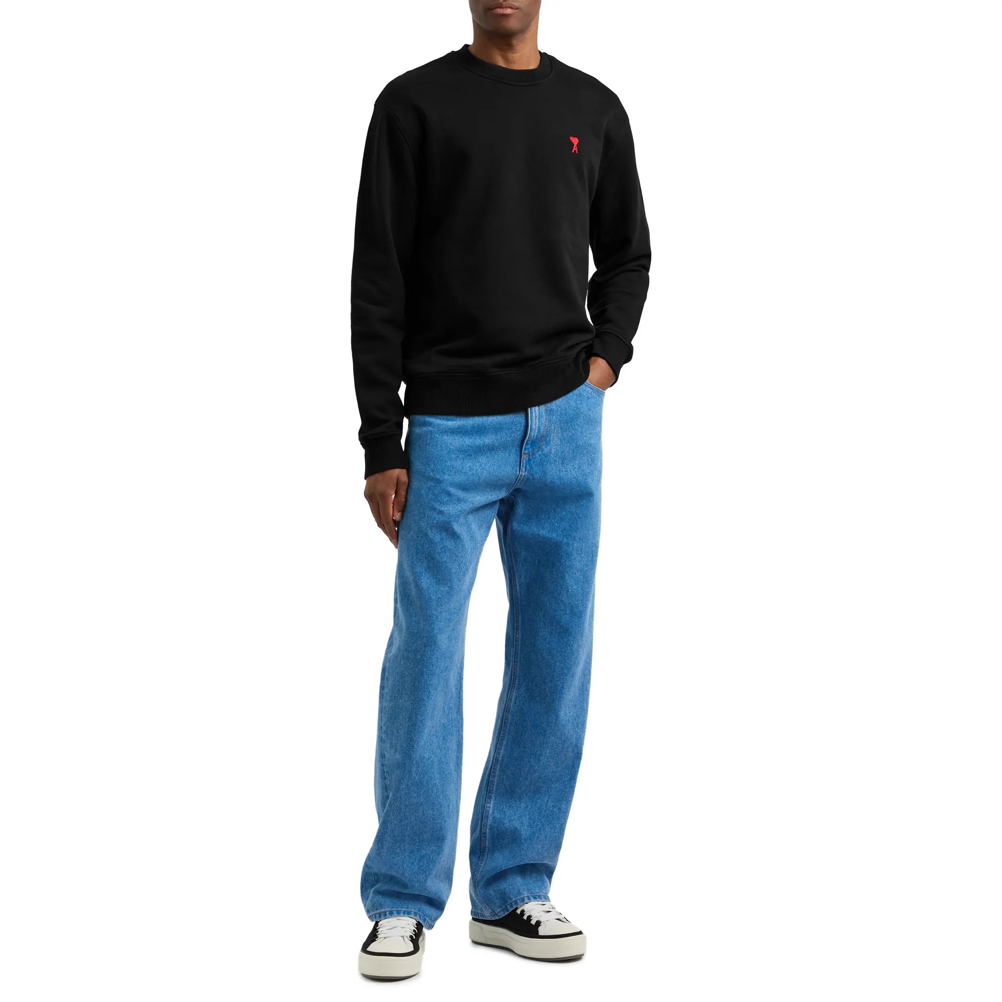 Front View of Ami Paris Ami De Coeur Black Sweatshirt
