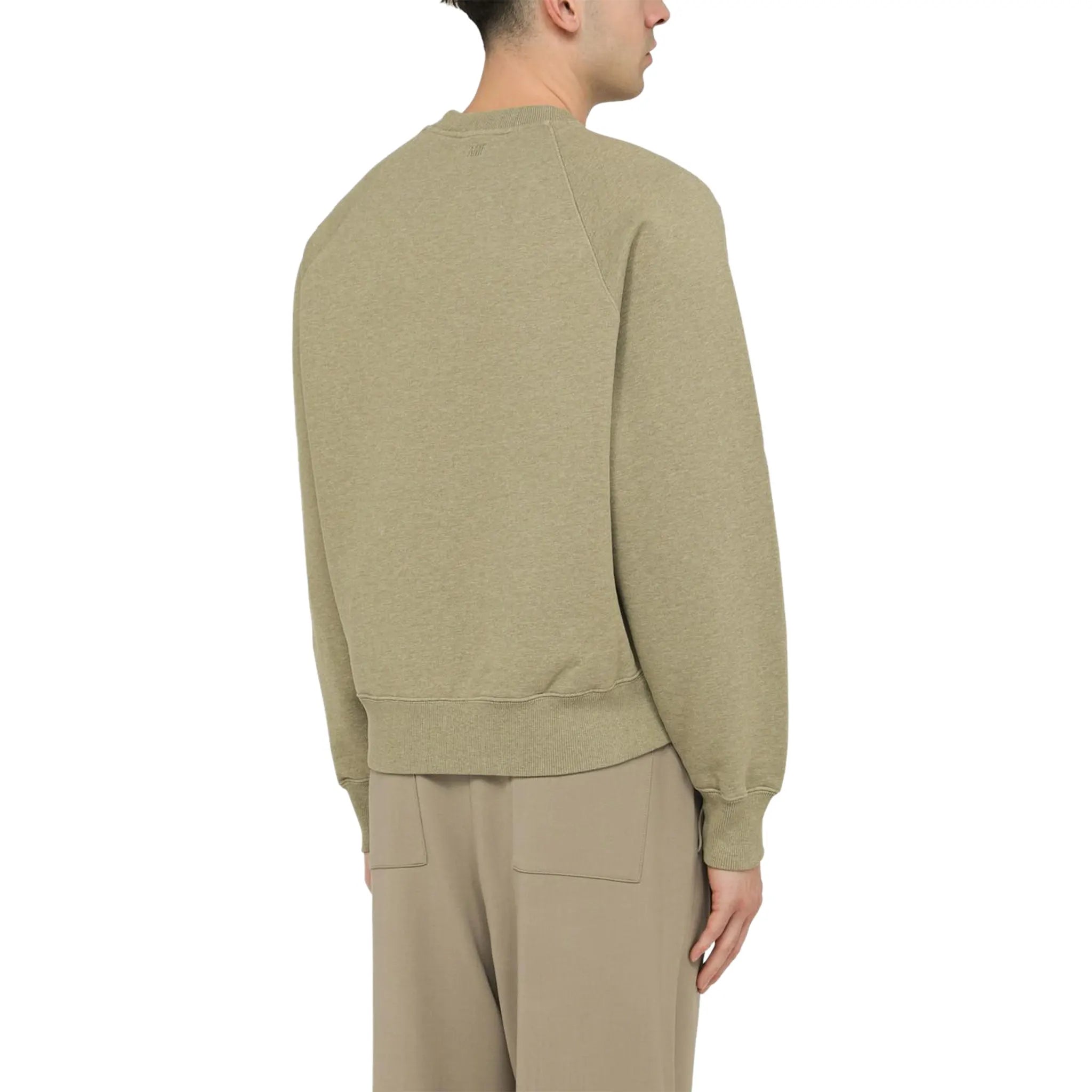 Model back view of Ami Paris Ami De Coeur Green Sweatshirt E24USW005747