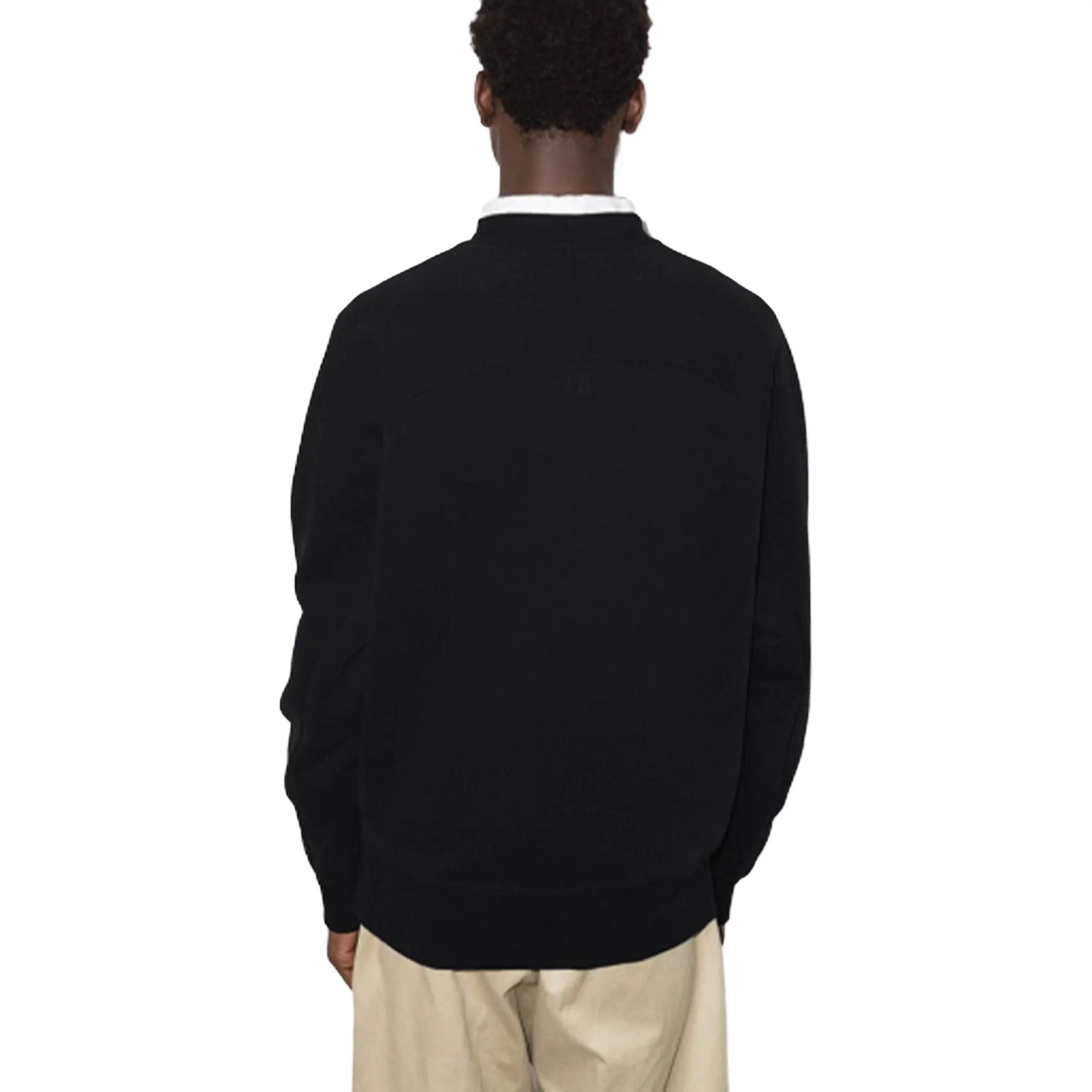Back View of Ami Paris Ami De Coeur Tonal Boxy Fit Black Sweatshirt USW002-747