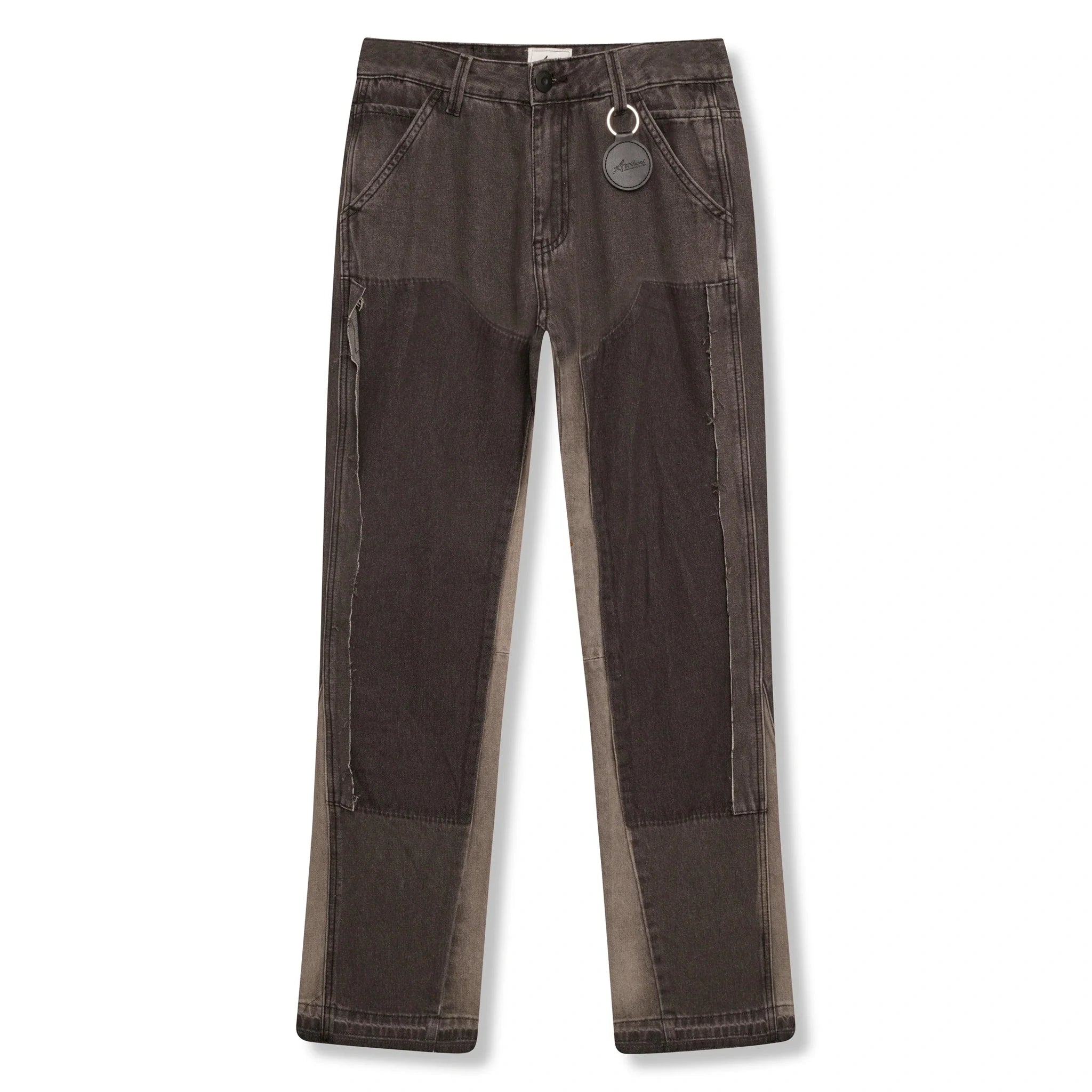 Front view of Amicci Adrano Flare Jeans Taupe AMJ01TAU