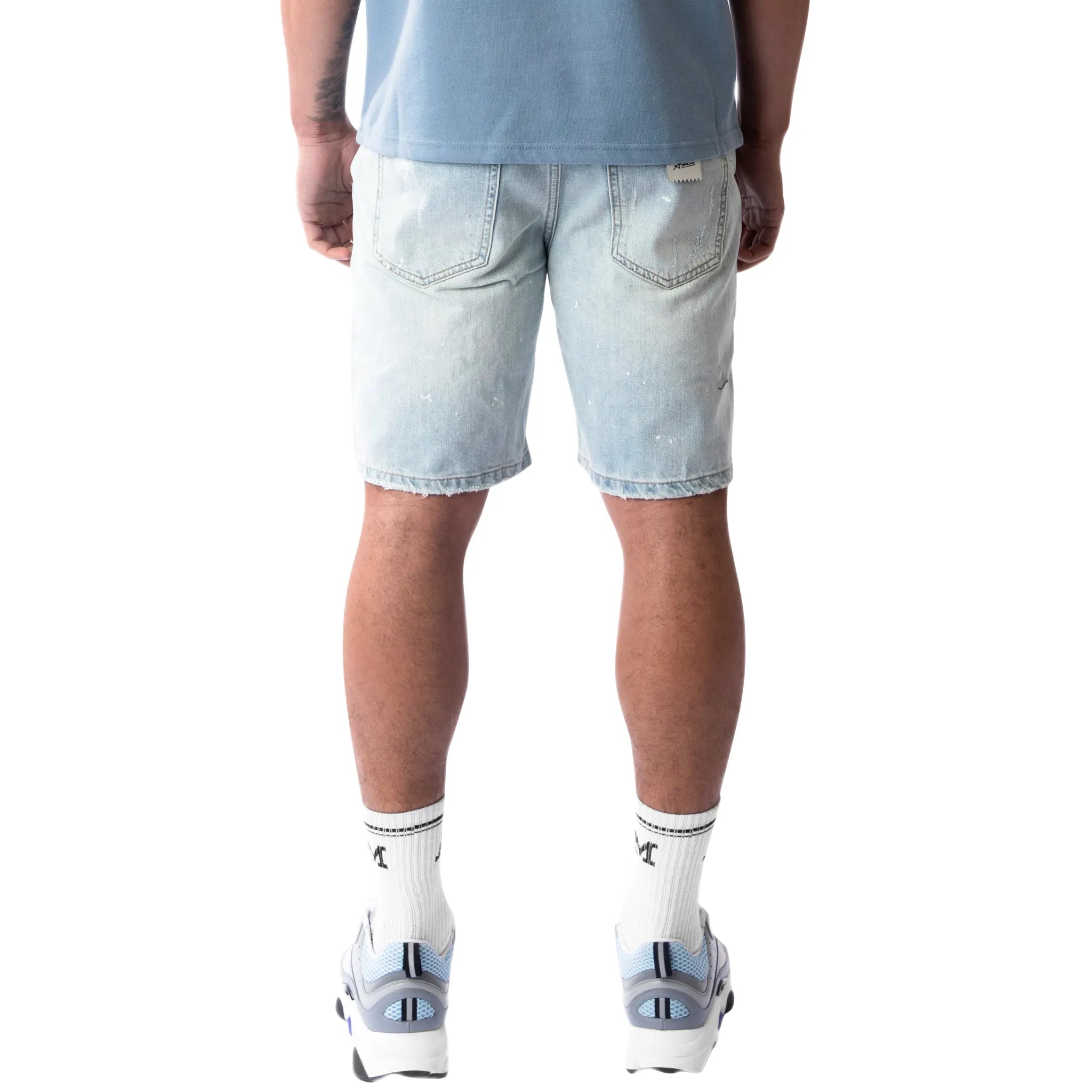 Back Detail view of Amicci Adrano Light Blue Carpenter Shorts