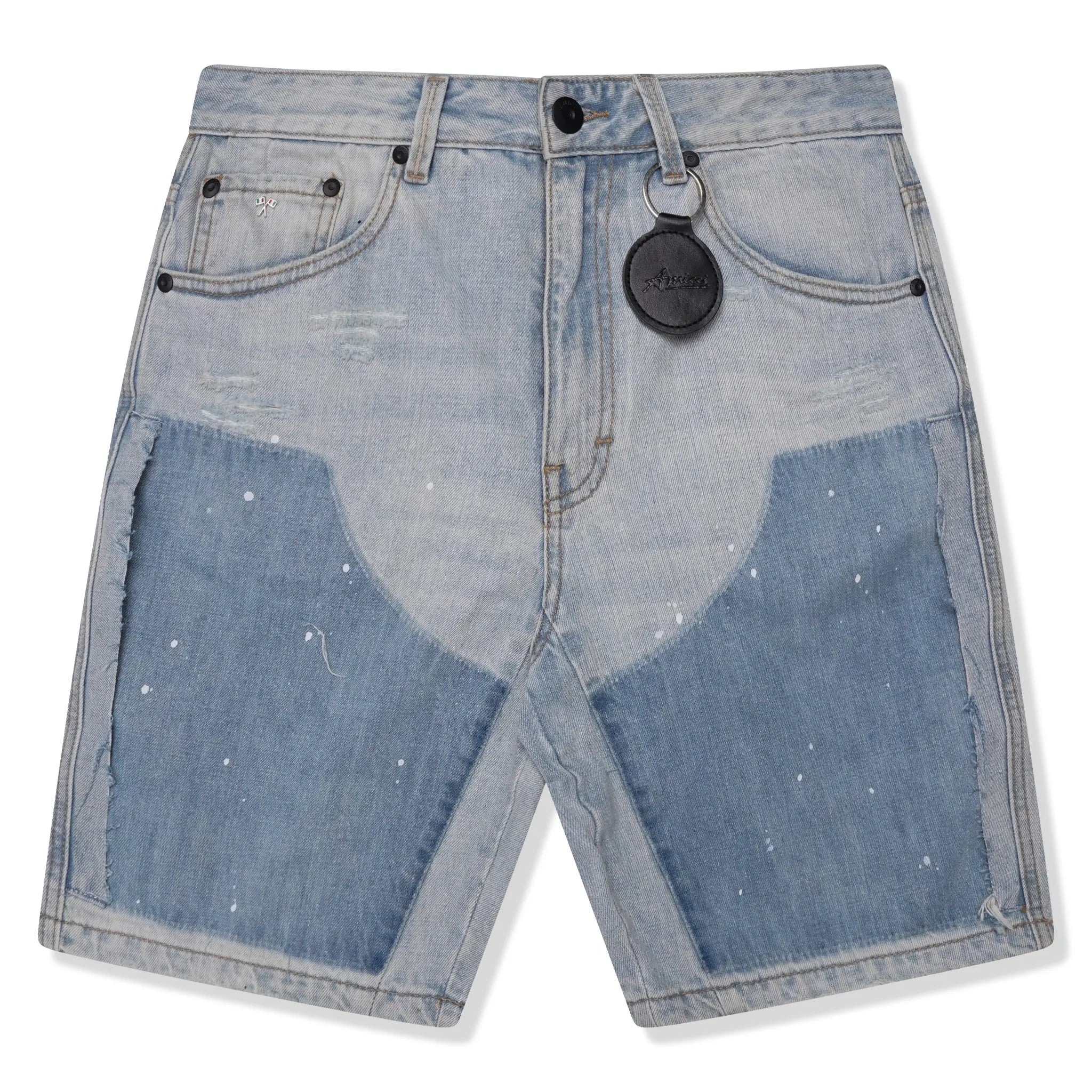 Front view of Amicci Adrano Light Blue Carpenter Shorts